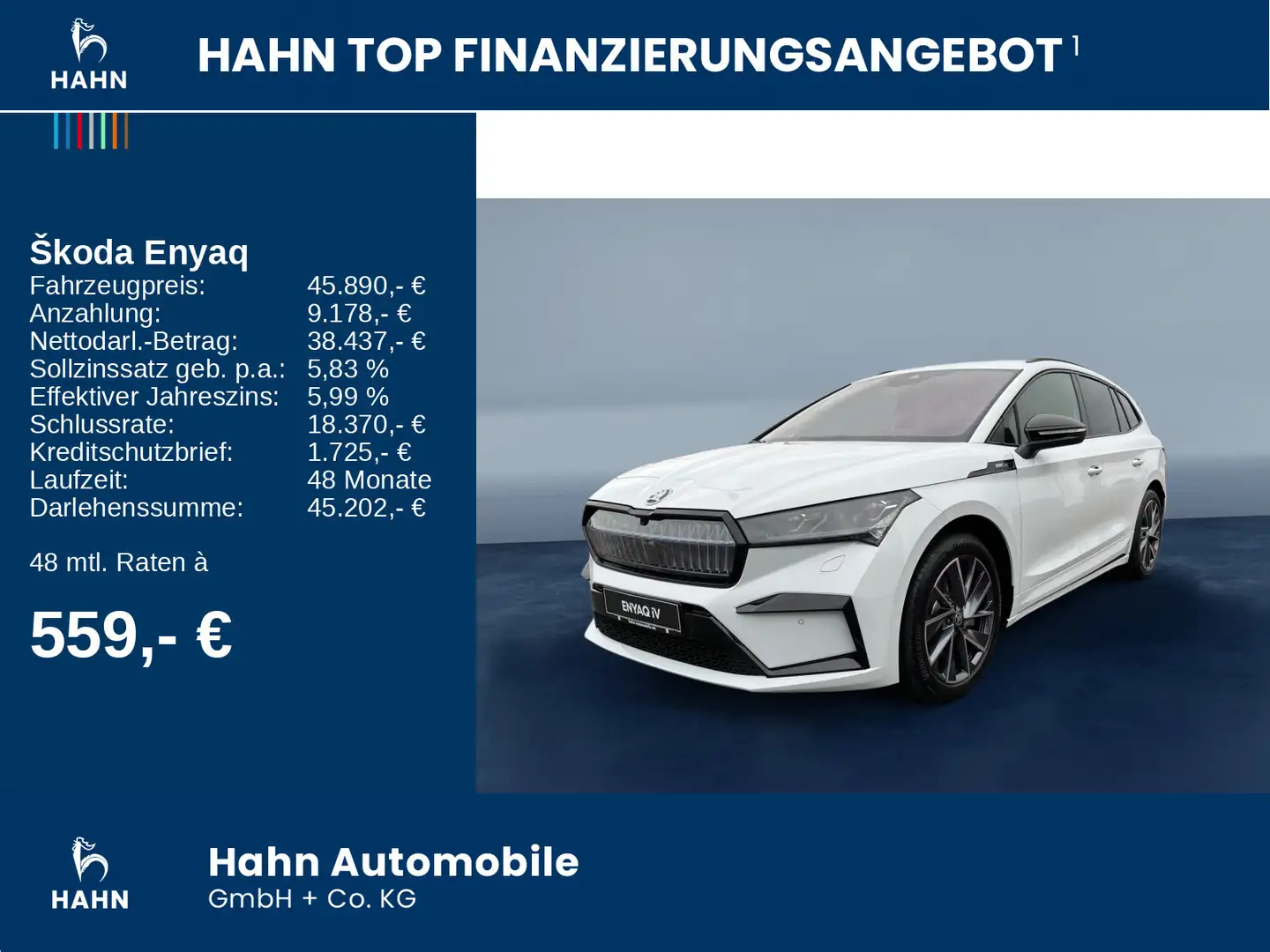 Skoda Enyaq 85 Sportline Navi LED ACC AHK SHZ StH Weiß - 2