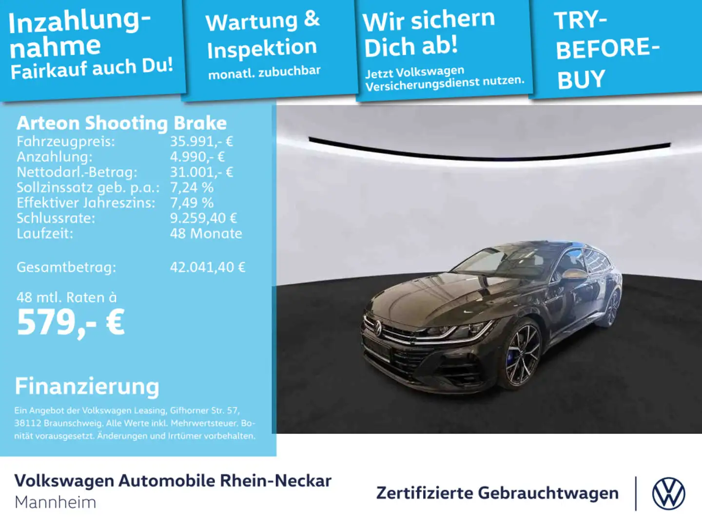 Volkswagen Arteon 2.0 TSI R DSG Navi AHK Kam Grau - 1