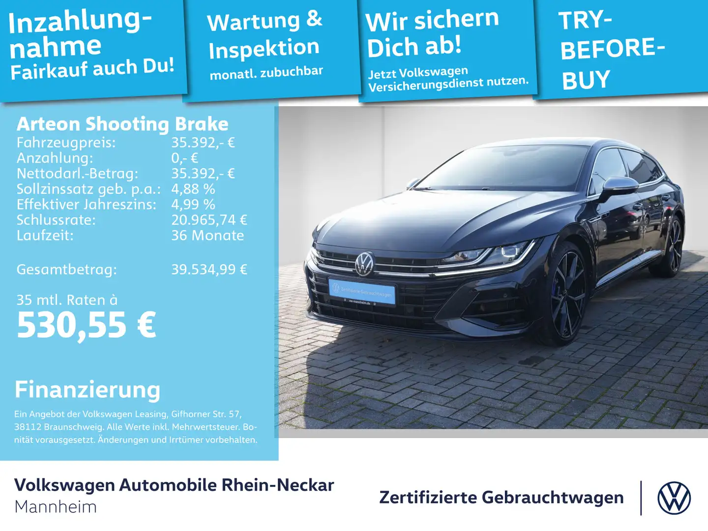 Volkswagen Arteon 2.0 TSI R DSG Navi AHK Kam Grau - 1