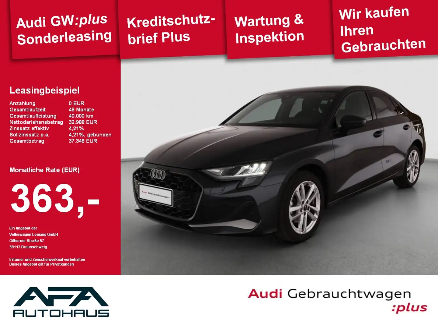 Audi A3 Limousine 35 TFSI Adva. S tr. Navi*PDC*GRA*LED Grau - 1