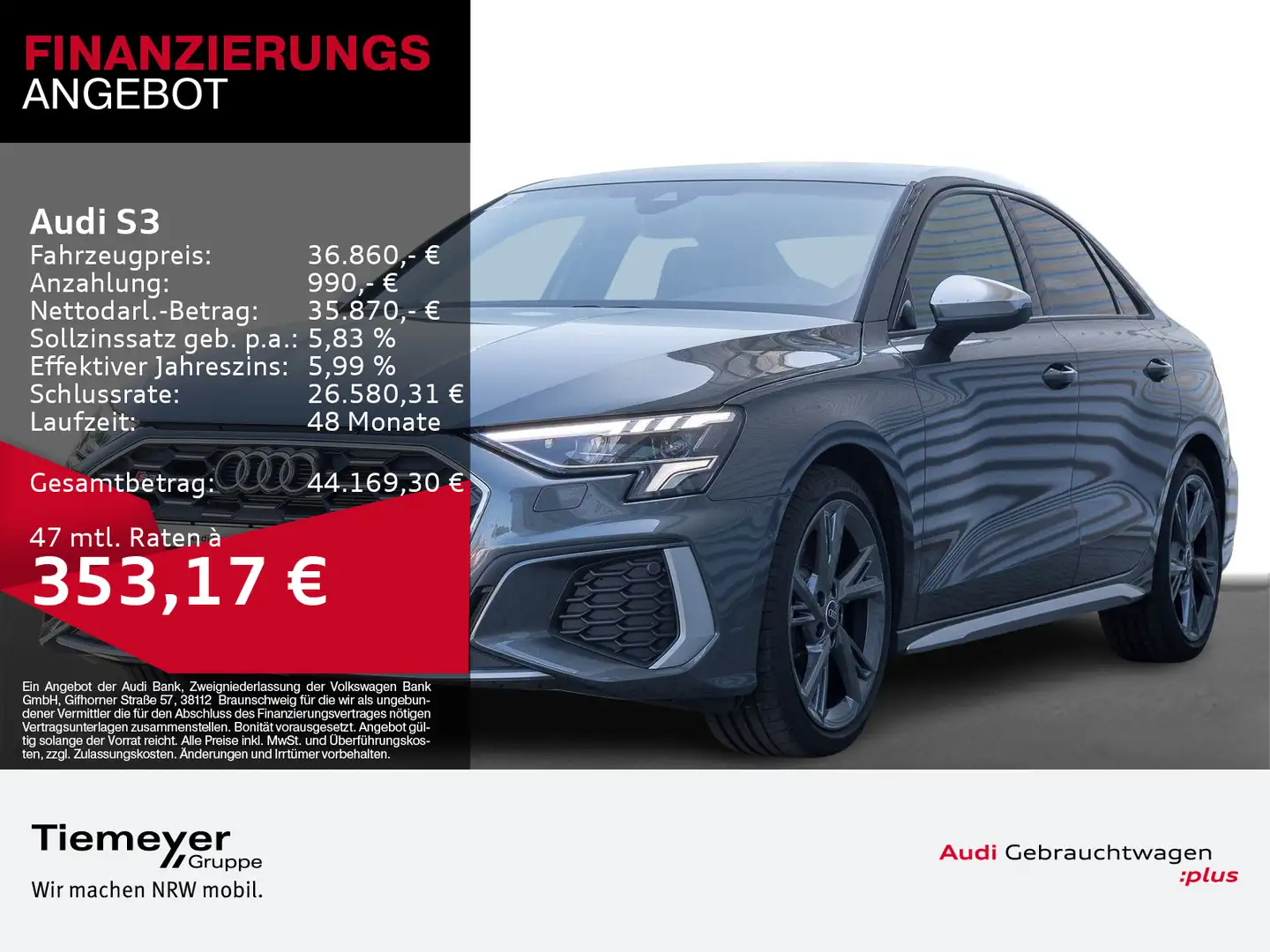 Audi S3 LIMO 2.0 TFSI Q LM18 NAVI+ GRA VIRTUAL SPORTS Grau - 1