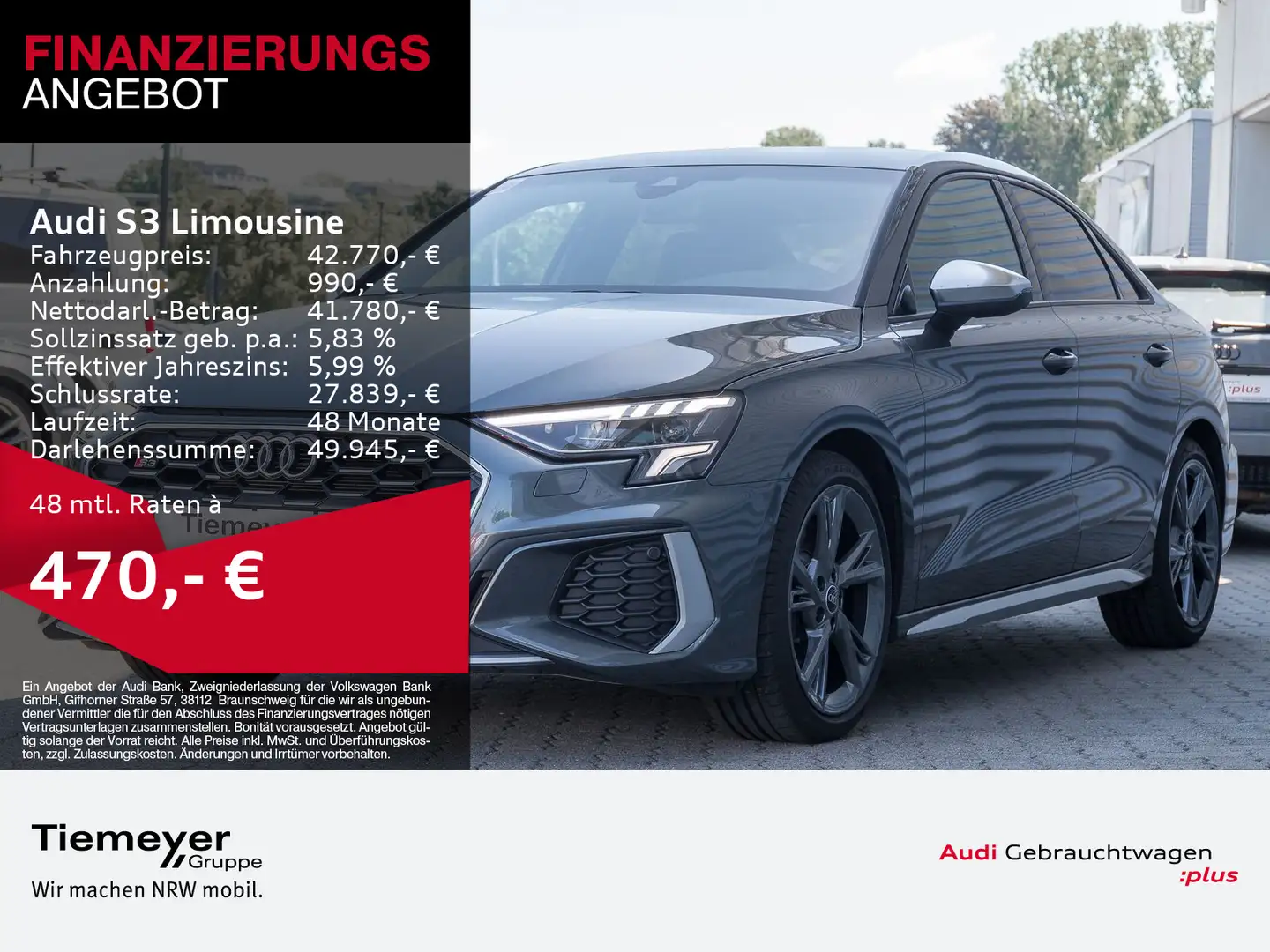 Audi S3 2.0 TFSI Q LM18 NAVI+ GRA VIRTUAL S Grau - 1