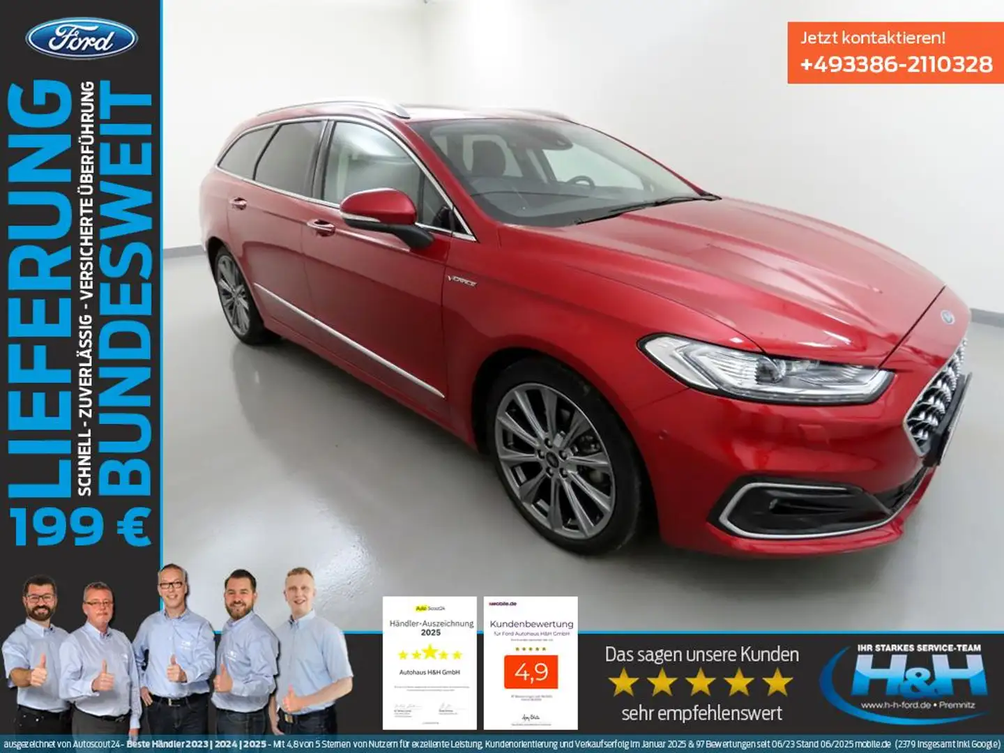 Ford Mondeo Turnier 2.0 Hybrid Vignale LED+ACC+AHK Rot - 1