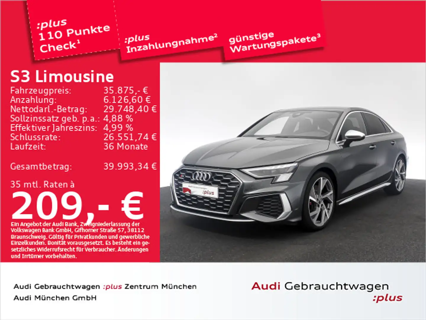 Audi S3 TFSI S tronic ACC/Matrix/Navi+/Kame Grau - 1