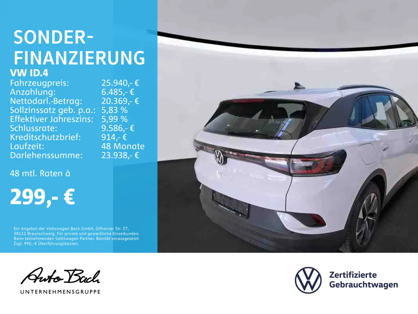 Volkswagen ID.4 Pure Performance, Navi, LED, App-Connect, R Weiß - 2