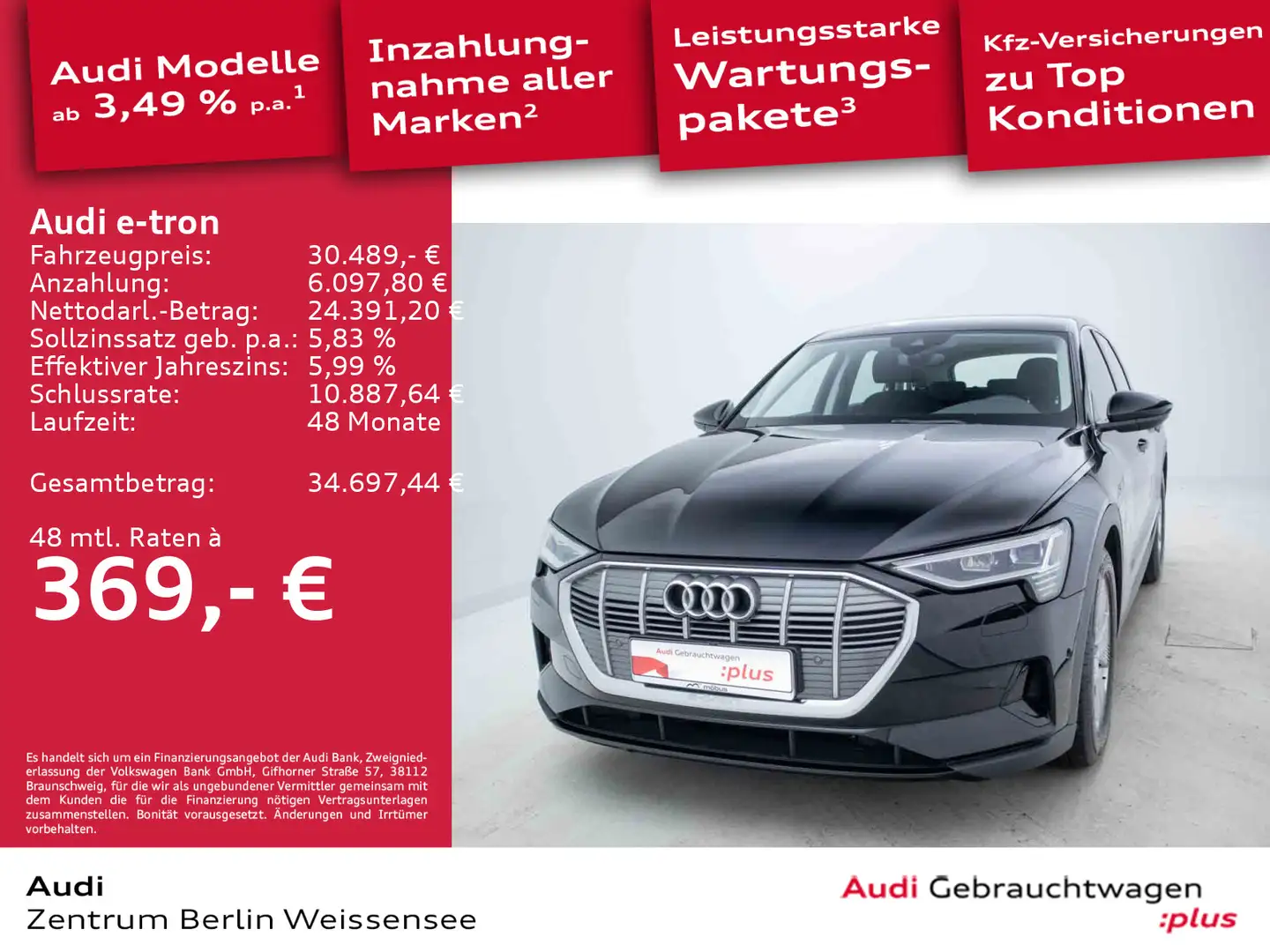 Audi e-tron 55**QUA*LED*RFK*ASSIST*NAVI*SHZ*PDC*DAB** Schwarz - 1
