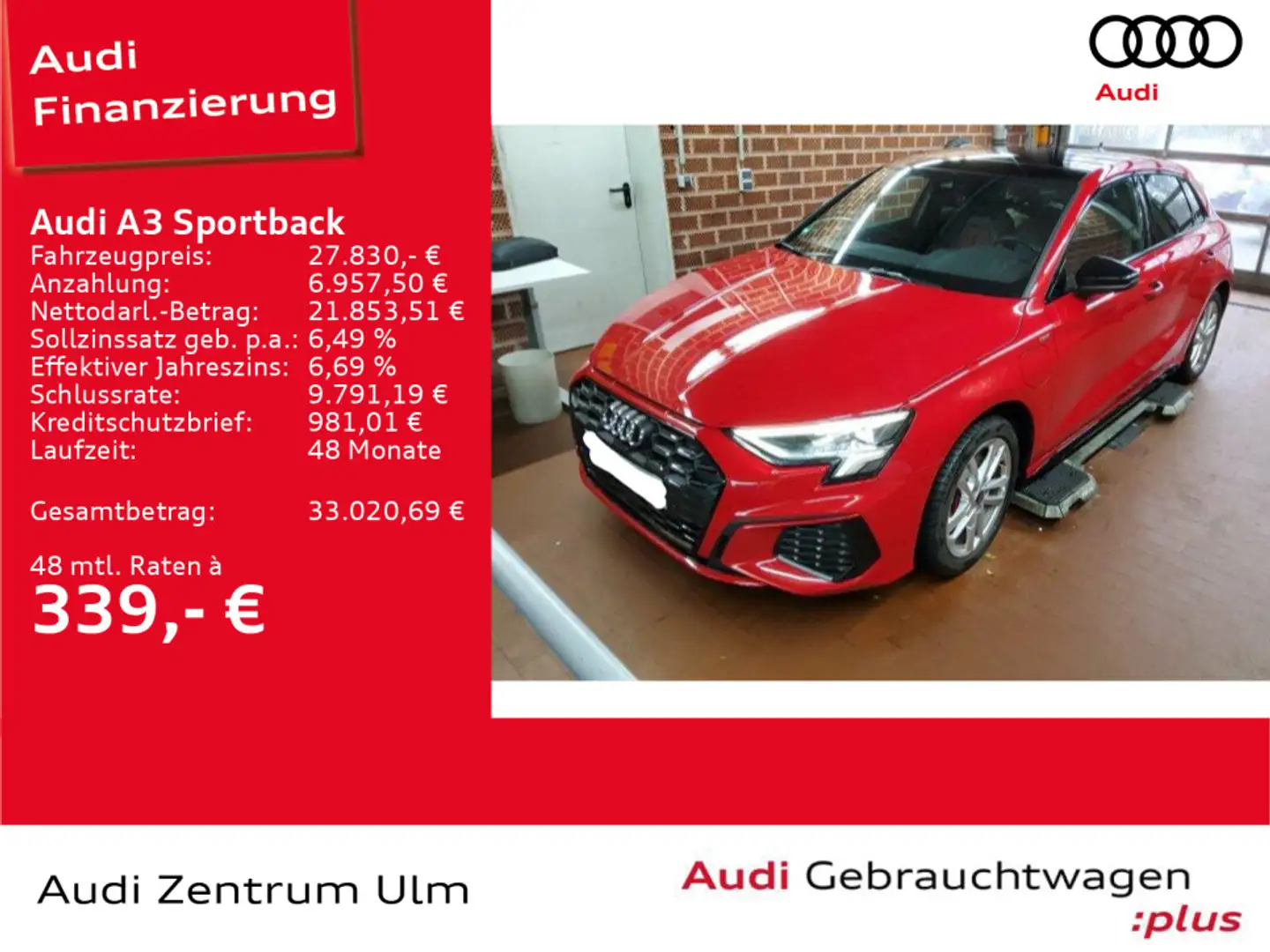 Audi A3 S line 45 TFSI e PANO LED B&O NAV+ Rot - 1