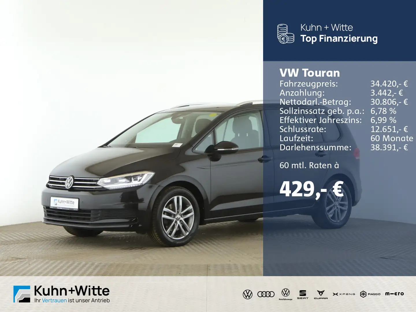 Volkswagen Touran 1.5 TSI Comfortline *IQ.Light*ACC*AHK*RFK Noir - 1