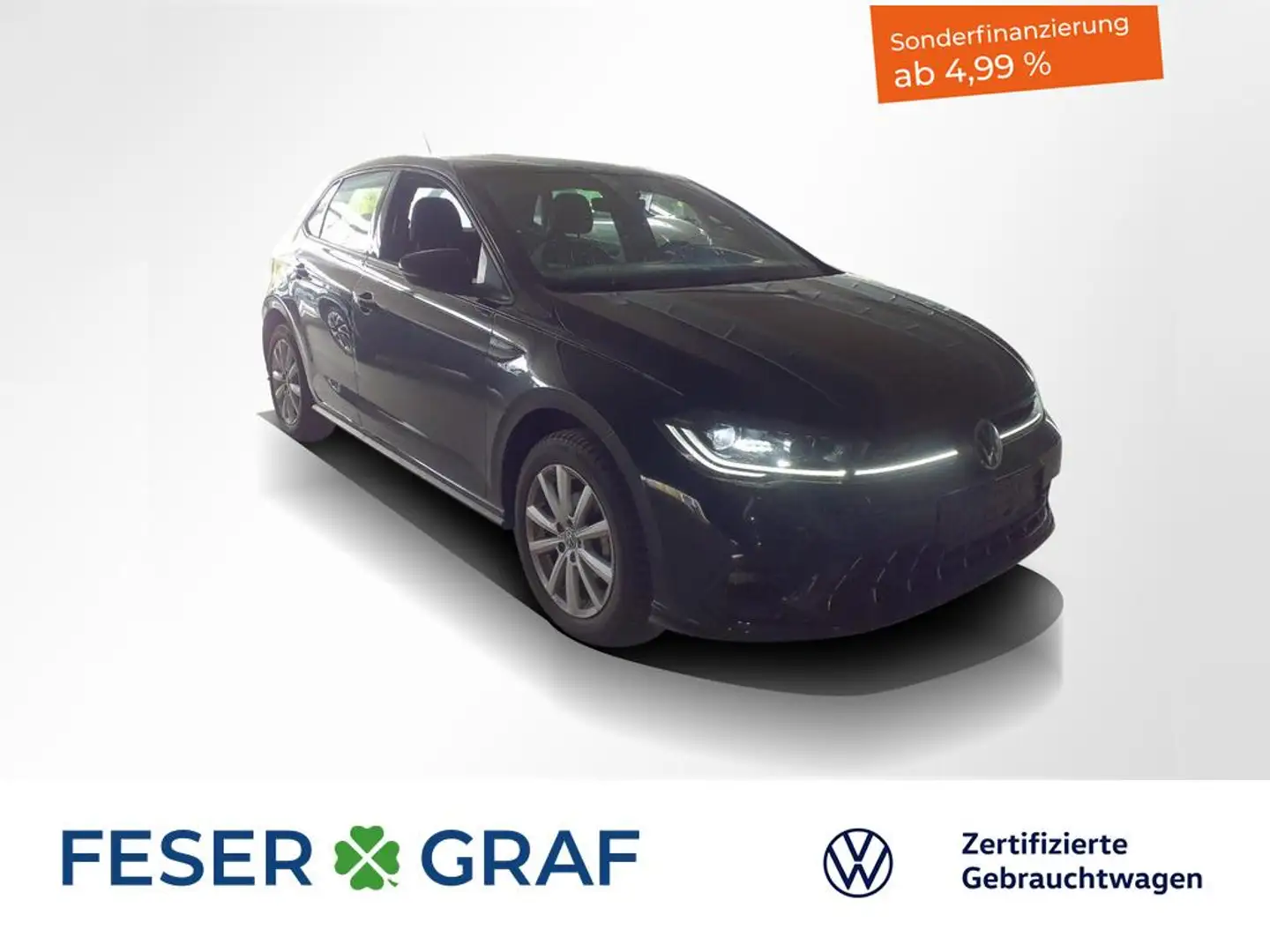 Volkswagen Polo 1.0TSI R-Line DSG Matrix-LED RearView ACC Noir - 1