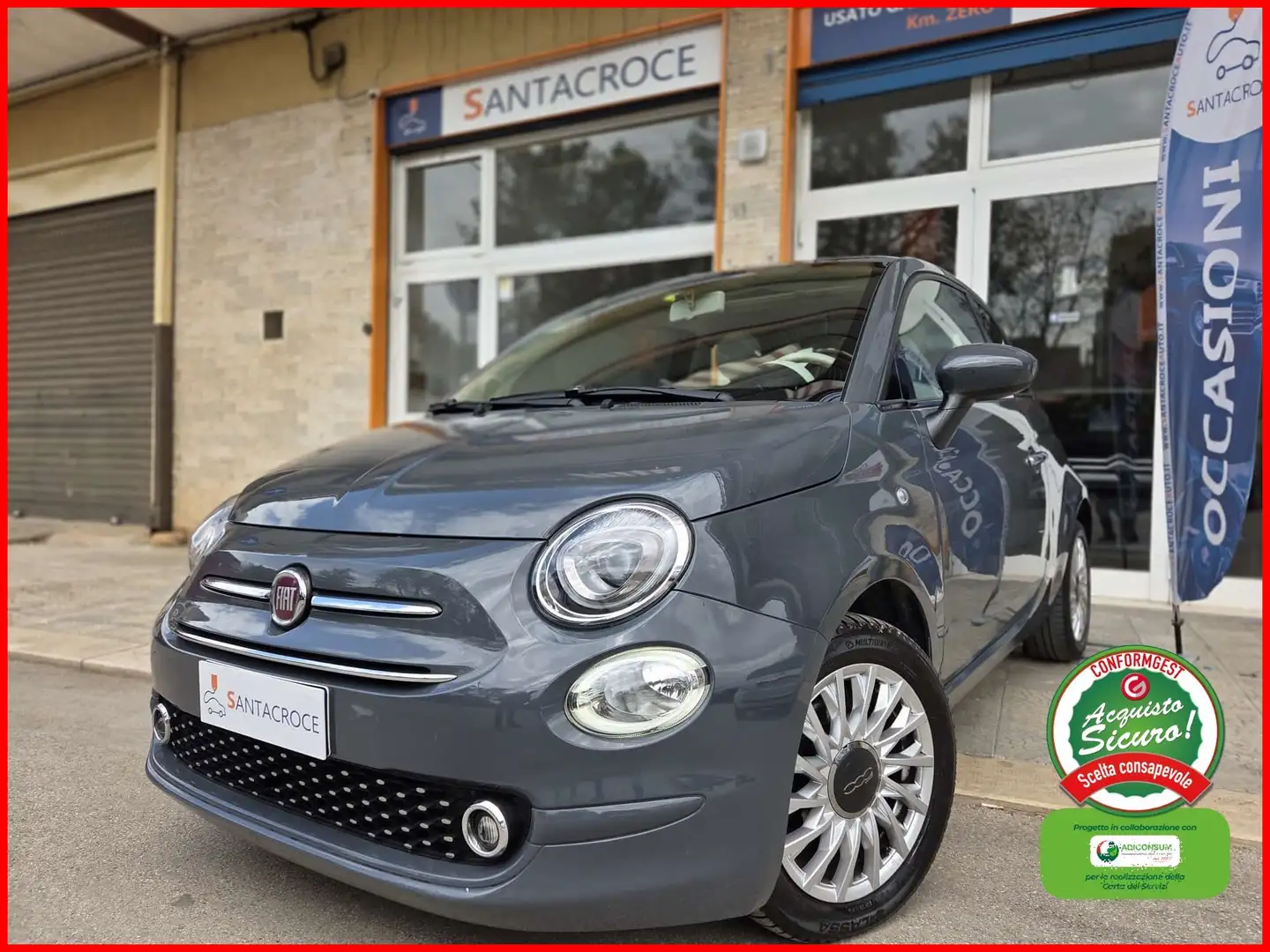 Fiat 500 FIAT 500 1.2 LOUNGE UNICO PROPRIETARIO solo99000Km Grigio - 1