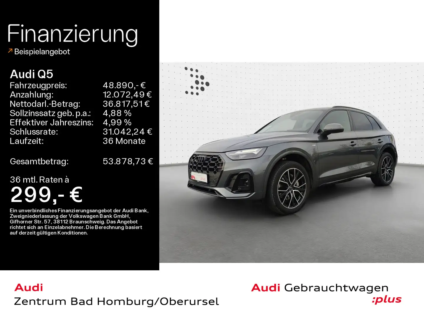 Audi Q5 50 TDI quattro S line*Navi*LED*Alu*AHK*B&O*PD Grijs - 1