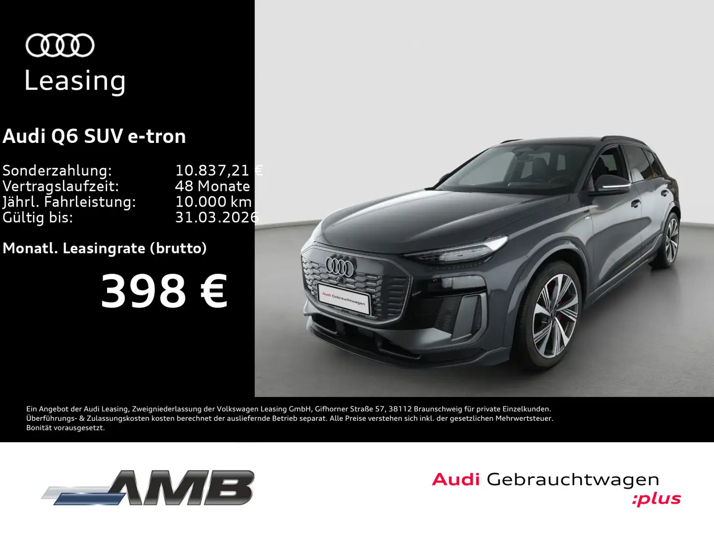 Audi Sonstige Q6 e-tron S line AHK/Matrix/HuD/Pano/360°/05.30G Grau - 1