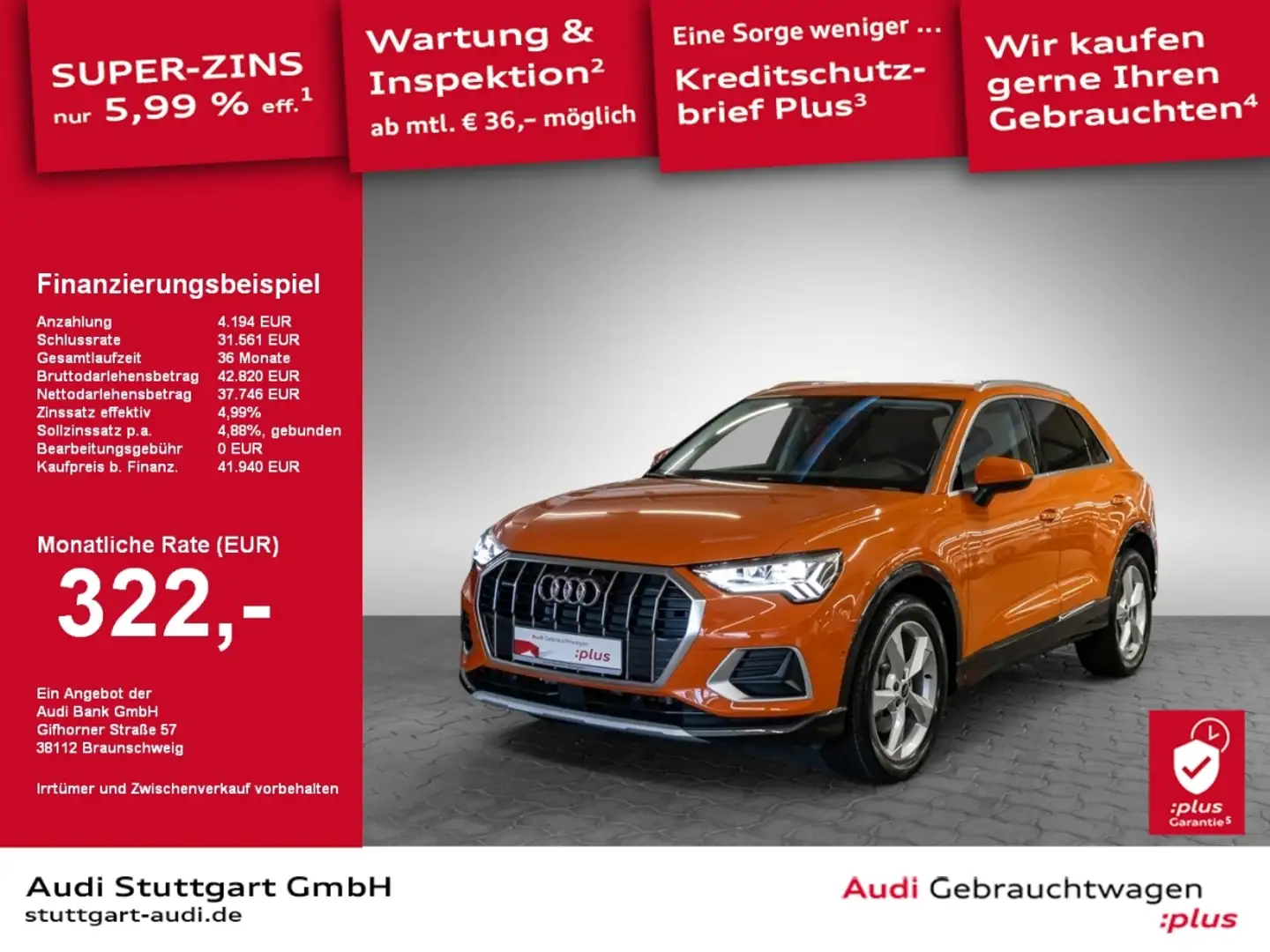 Audi Q3 advanced 40 TFSI quattro S tronic AHK SHZ VC Orange - 1