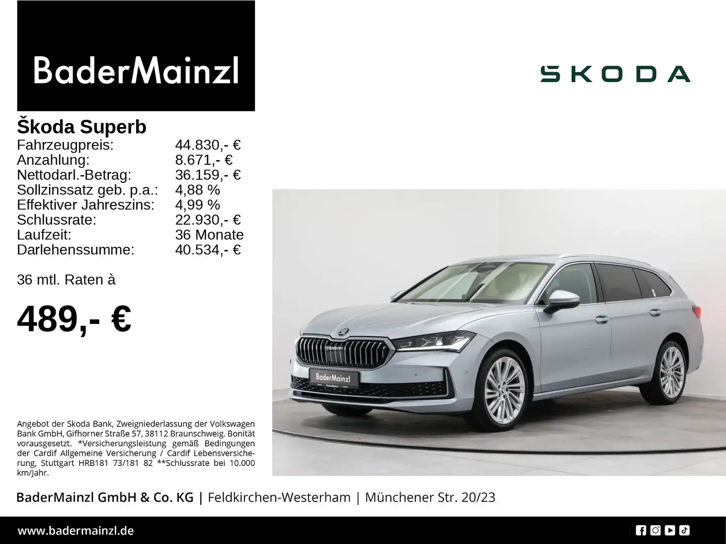 Skoda Superb Combi 2.0 TDI DSG L&K Pano AHK 360 Matrix Silber - 1