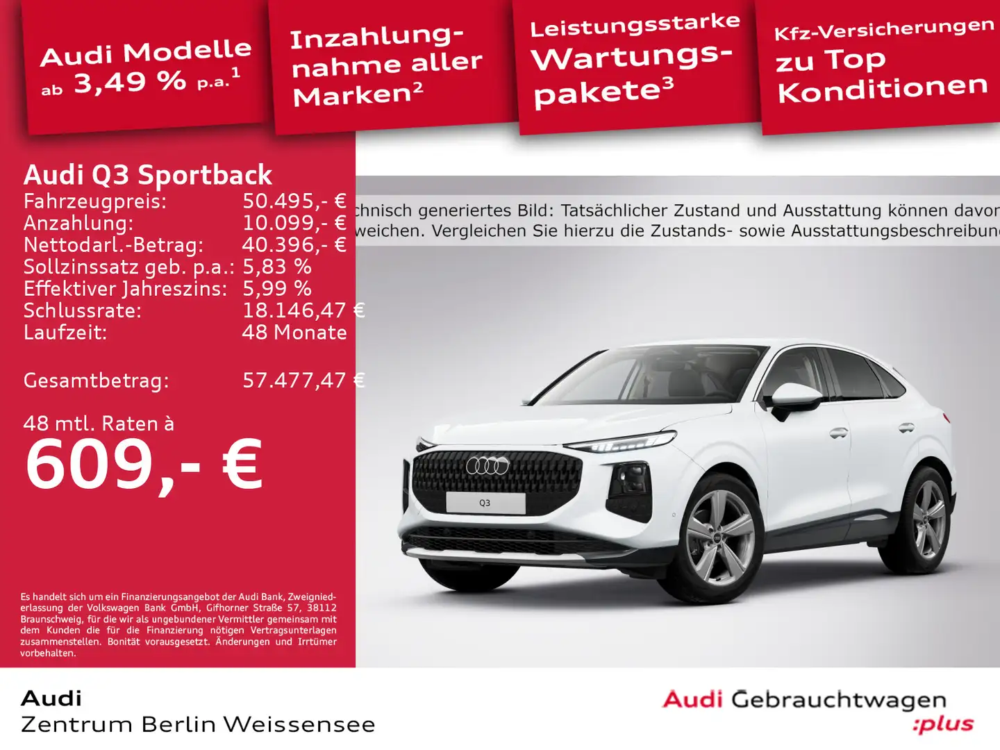 Audi Q3 TFSI 110 kW S-TRO*LED*RFK*NAV*LEDER Bianco - 1