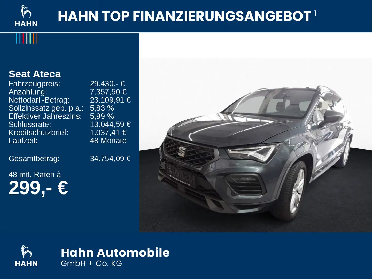 SEAT Ateca 2.0TSI DSG 4Drive FR Navi AHK LED SHZ GRA Grau - 2