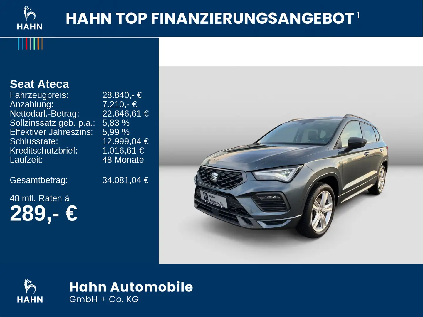 SEAT Ateca 2.0TSI DSG 4Drive FR Navi AHK LED SHZ GRA Grau - 2