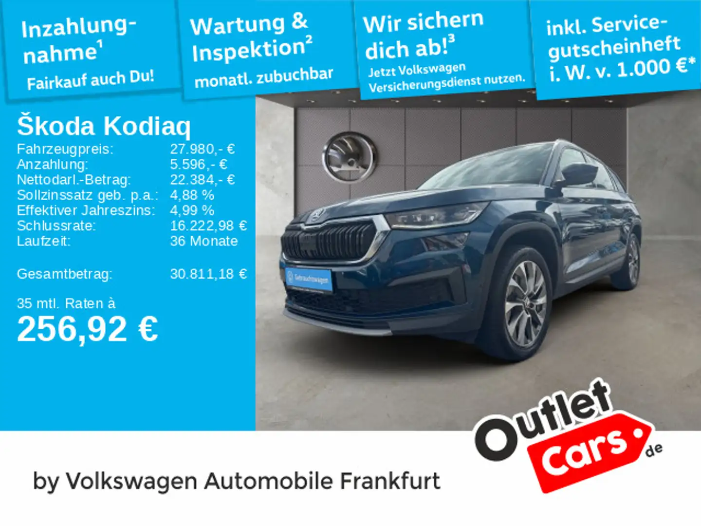 Skoda Kodiaq 2.0 TDI DSG Tour 4x4 Navi AHK Sprachsteue Bleu - 1