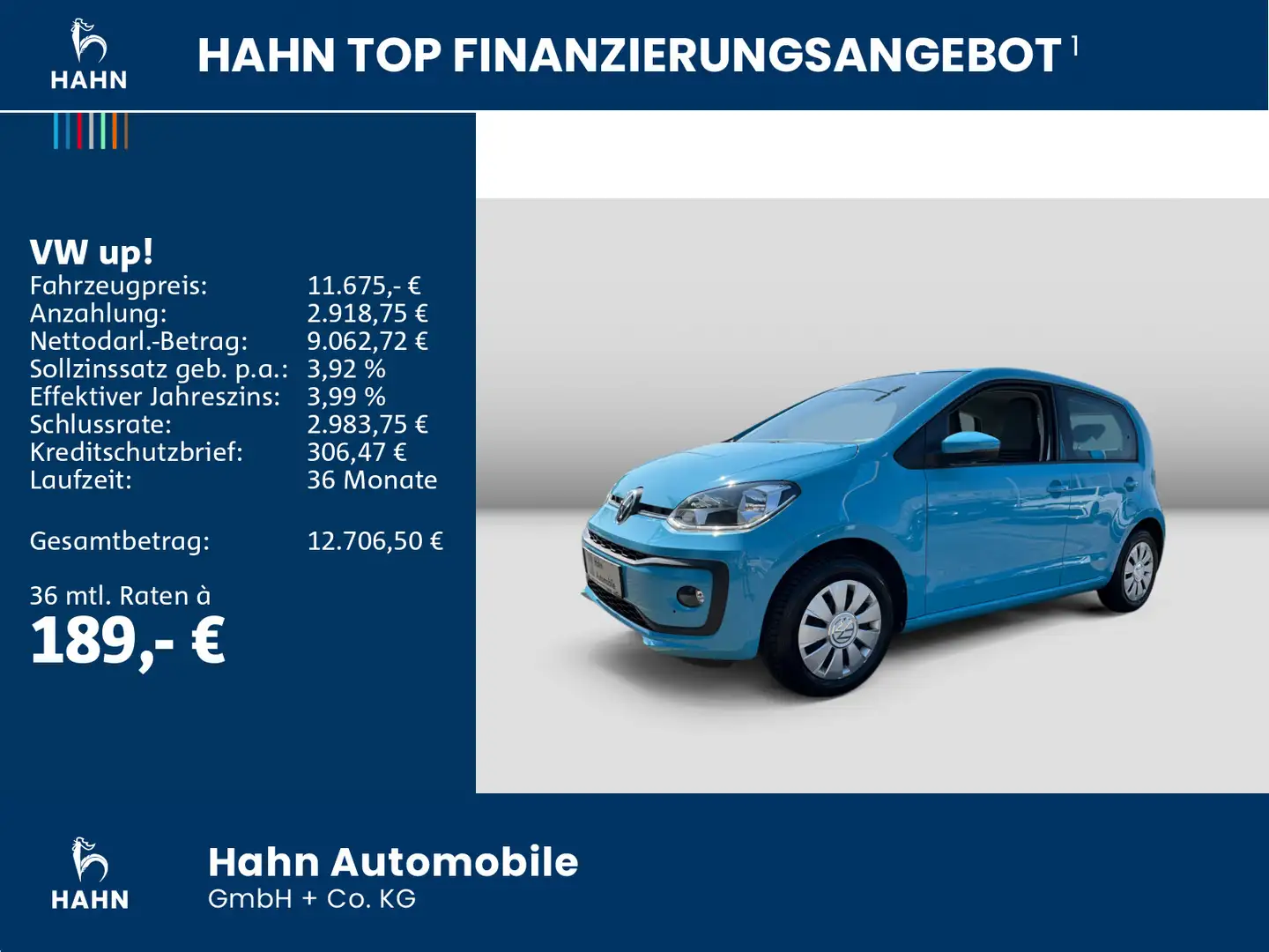 Volkswagen up! 1.0 Move UP! Klima GRA CAM Bluetooth Sitzh Bleu - 2