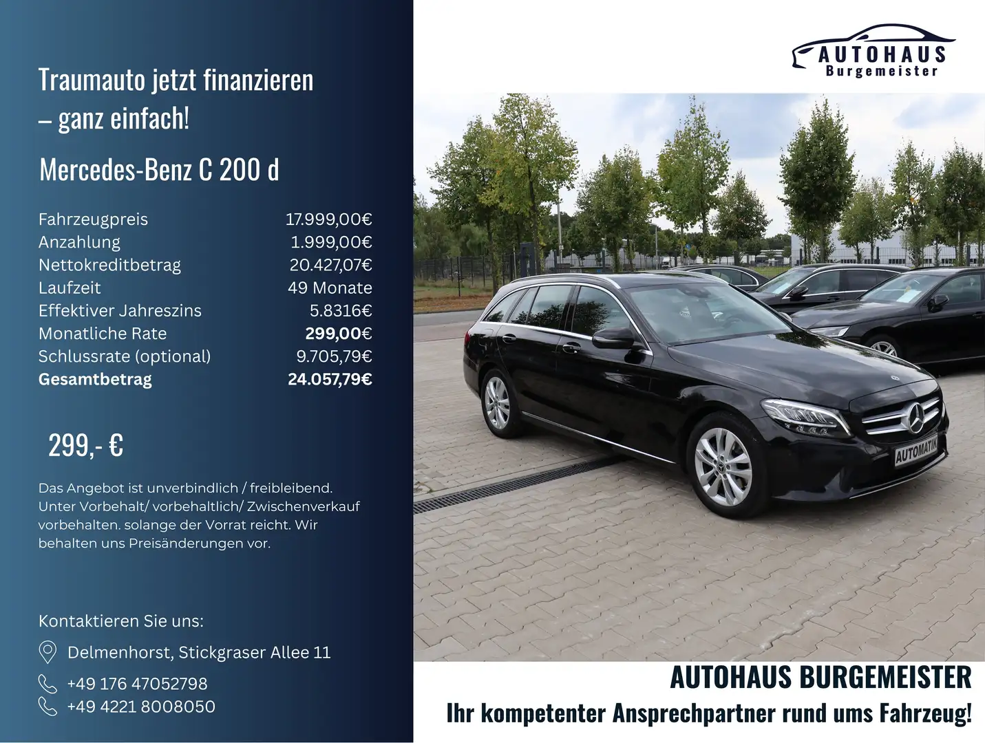Mercedes-Benz C 200 d Avantgarde 2-Hand*Aut*Spurhalt*Multib*LED*Temp* Noir - 1