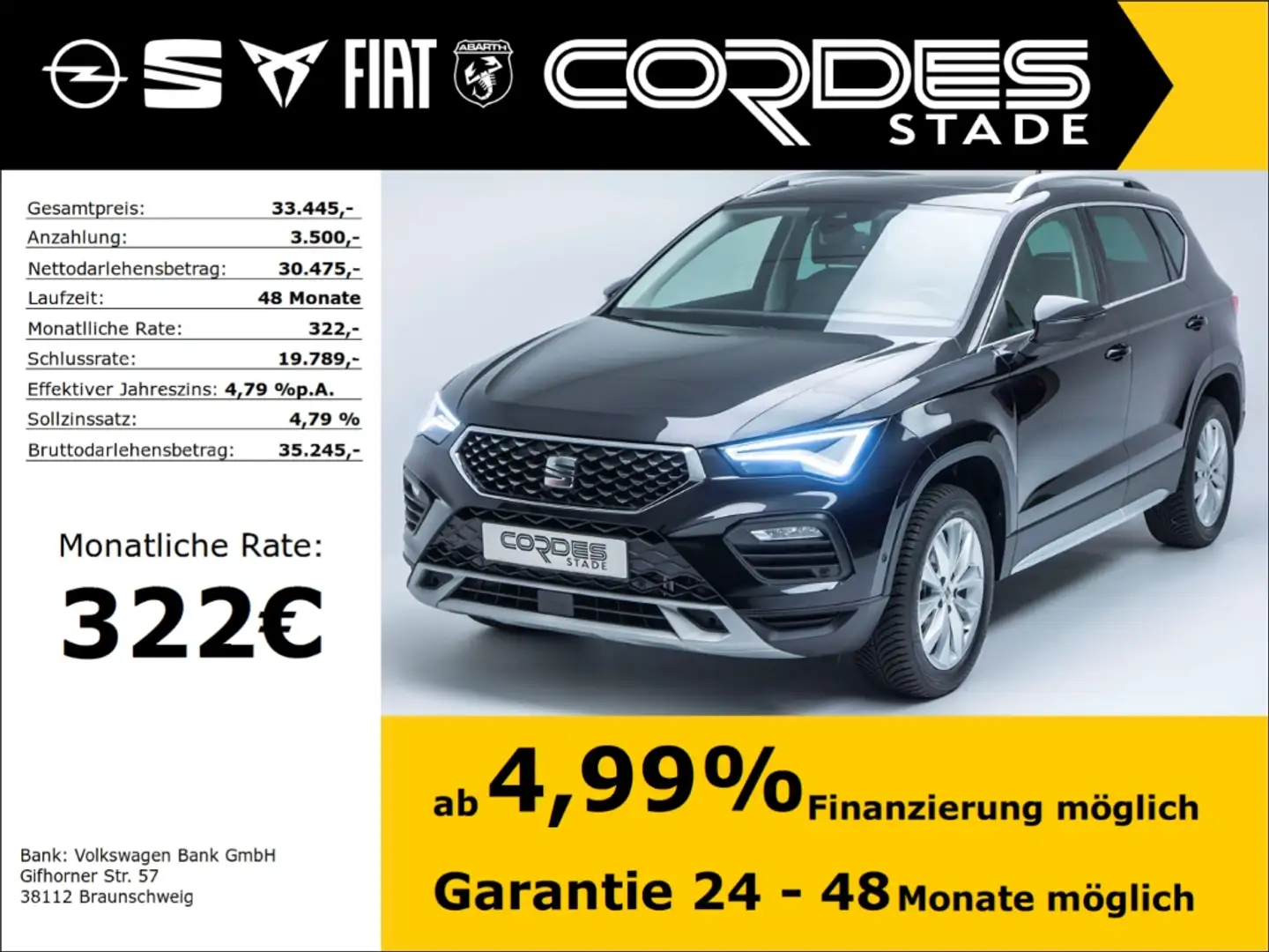SEAT Ateca Xperience 1.5 TSI DSG, Allwetter Tempomat BT (HC11 Noir - 1