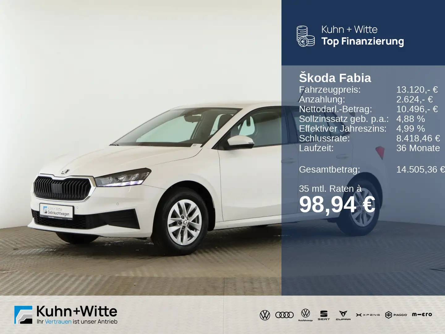 Skoda Fabia 1.0 TSI Ambition *LED*PDC*SHZ*AppleCar* Blanc - 1