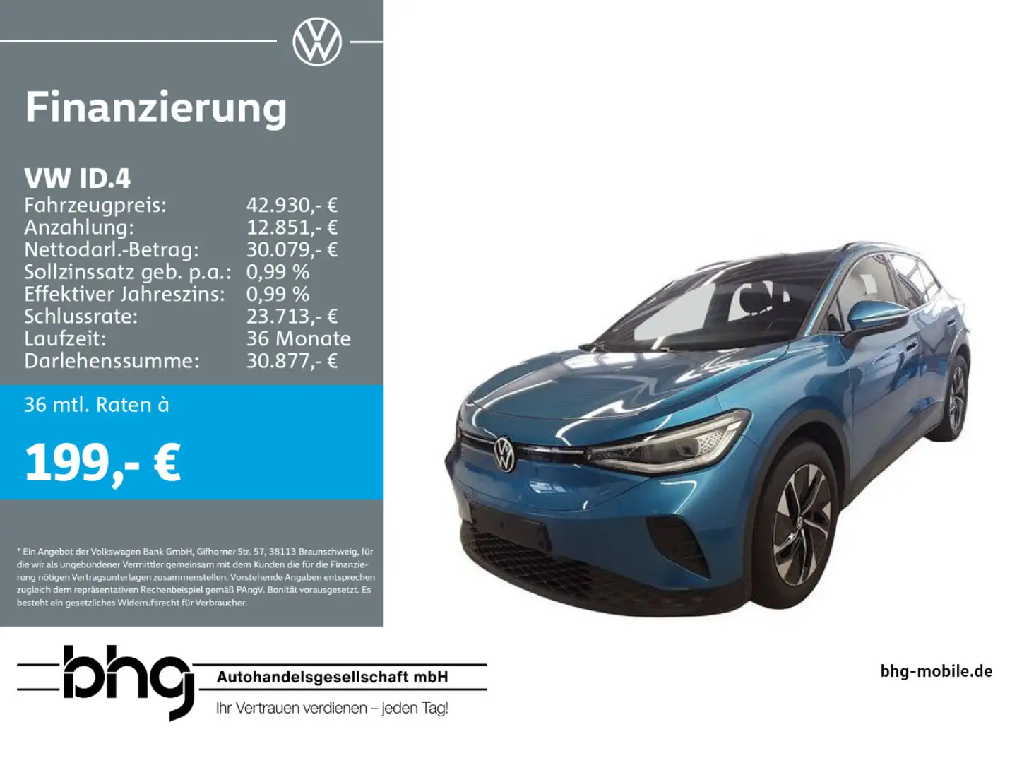 Volkswagen ID.4 Pro #HEAD-UP #PANO #AHK #HARMAN #KEYLESS #I Blau - 1
