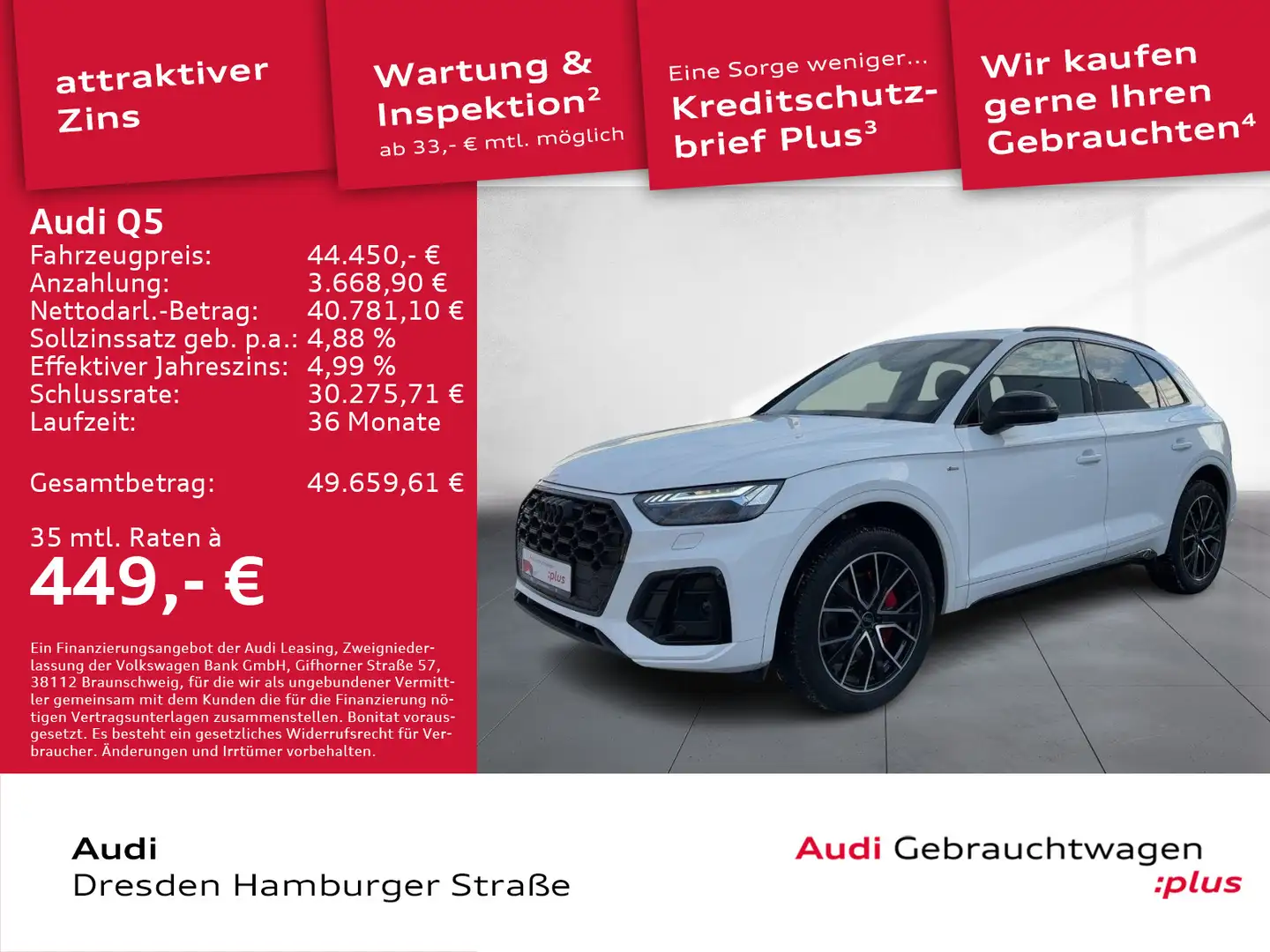 Audi Q5 S line 50 TDI quattro S line Matrix Navi Pano Weiß - 1