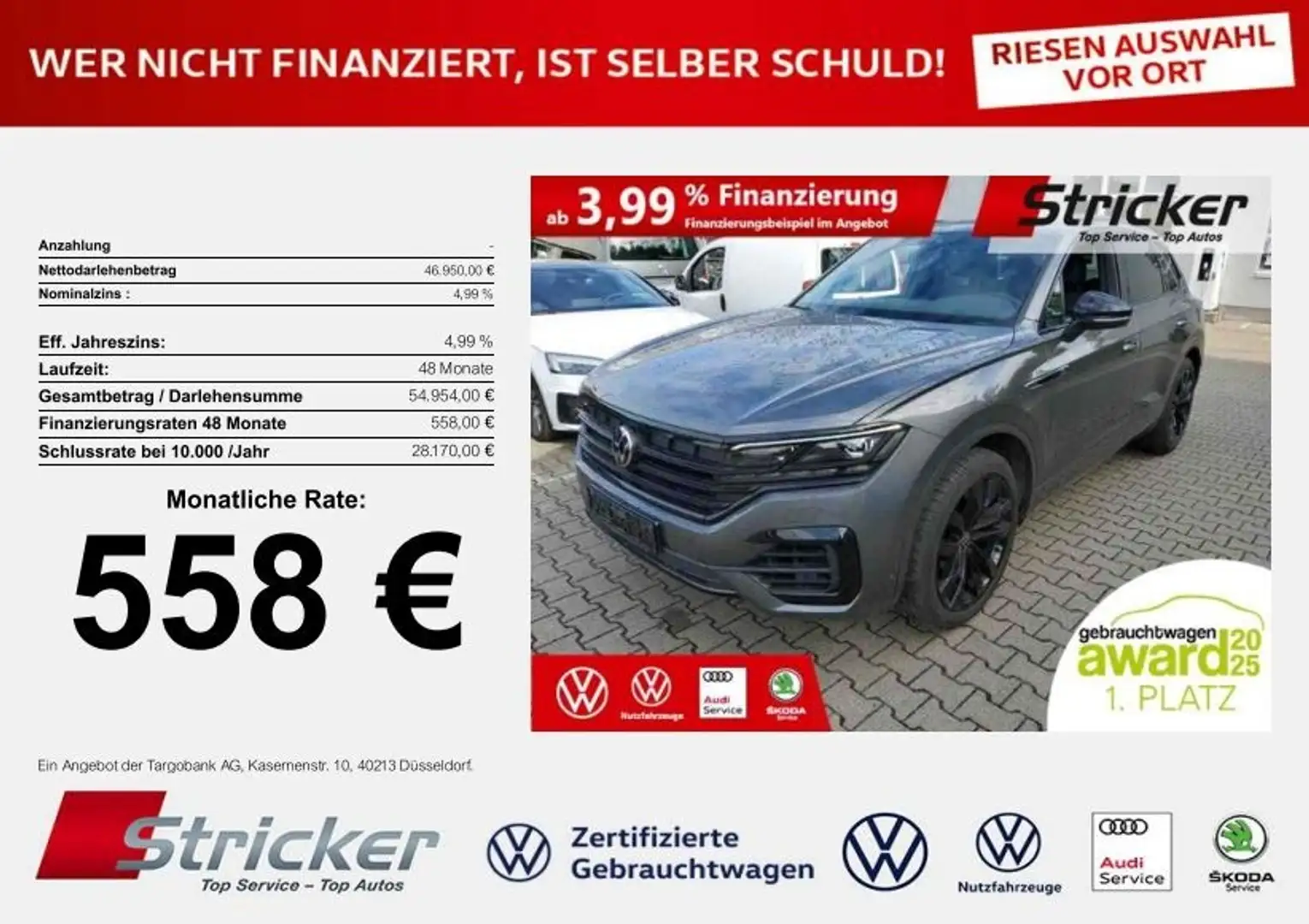 Volkswagen Touareg R-Line Black Style 3.0TSI 558,-ohne Anzahlung St Grau - 1