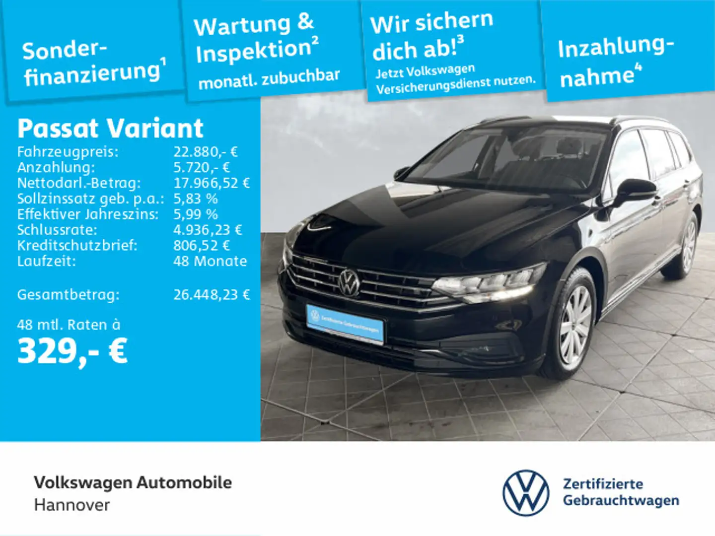 Volkswagen Passat Variant 2.0 TDI DSG Navi LED Kamera PDC S Schwarz - 1
