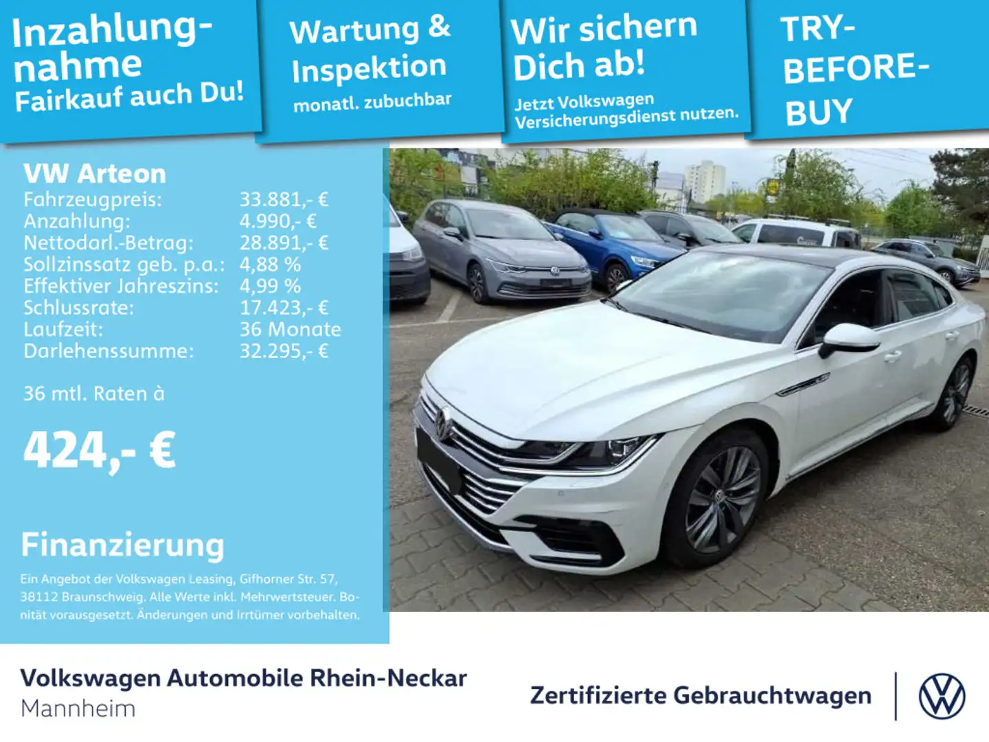 Volkswagen Arteon 2.0 TSI 4Motion DSG R-line Navi Leder Pan Weiß - 1