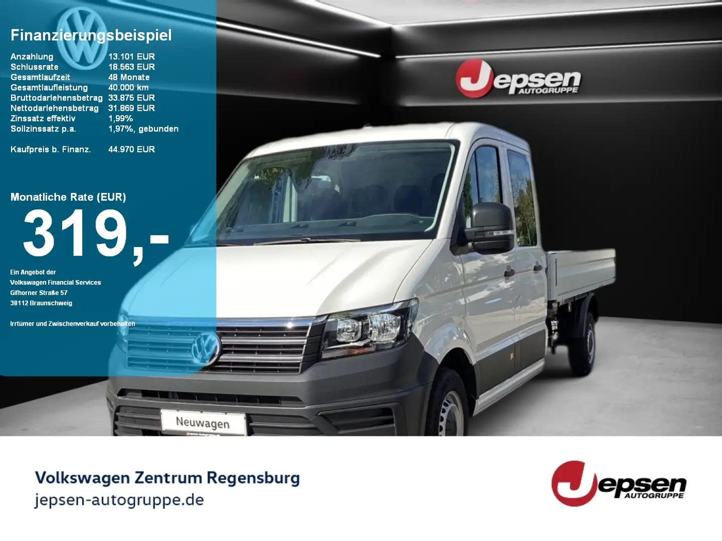 Volkswagen Crafter 35 TDI DoKa-Pritsche LR 6-Gang Weiß - 1