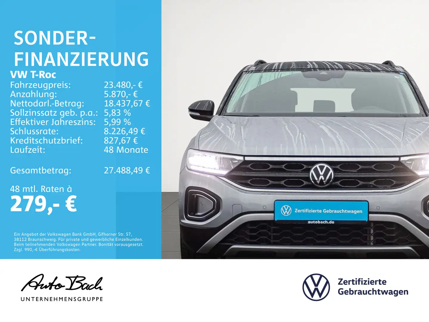 Volkswagen T-Roc 1.5 TSI Life Navi LED ACC EPH CarPlay DAB Argent - 2