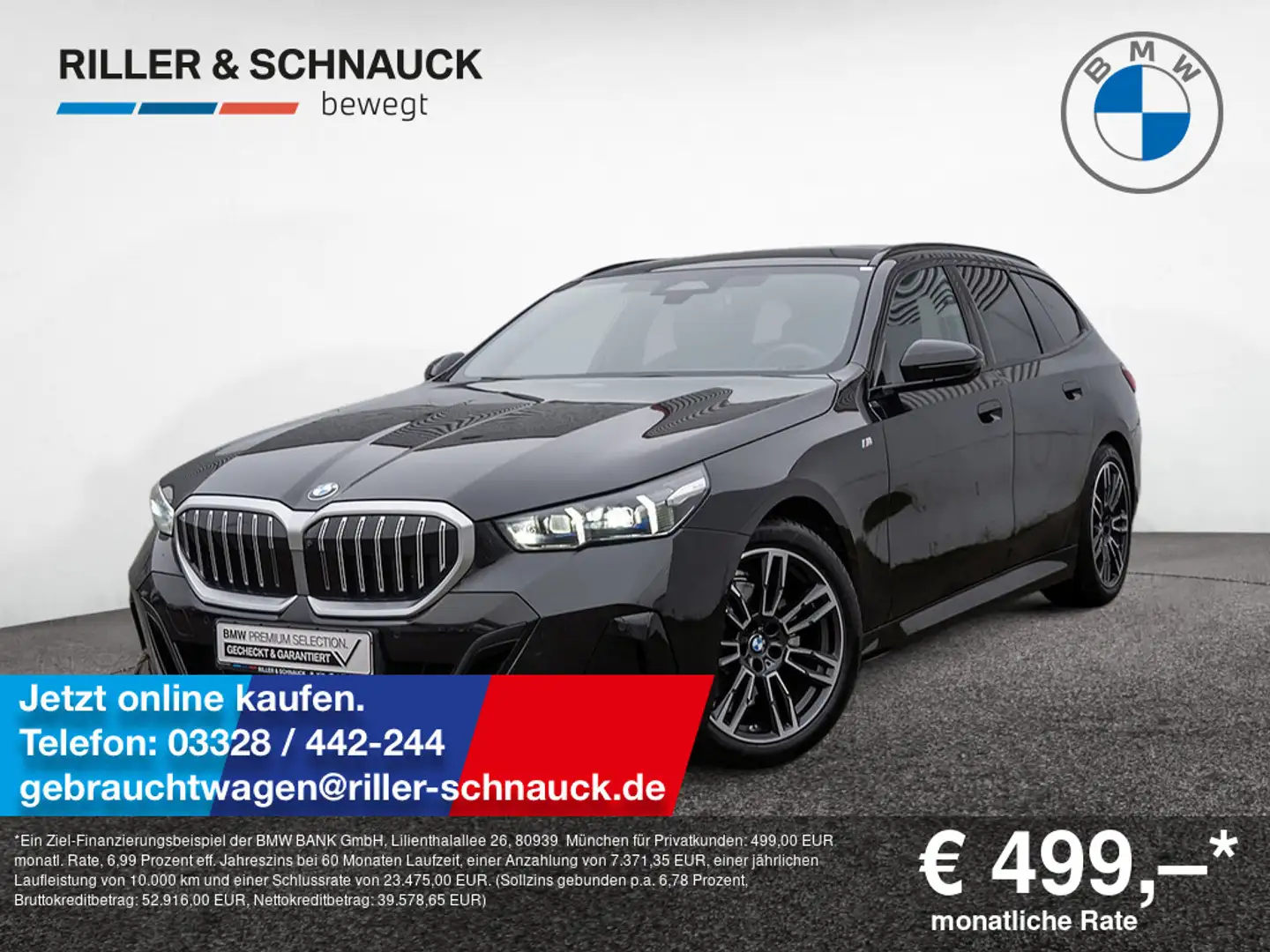 BMW 520 i Touring M-Sport AHK+PANO+STANDHZG+ACC+HU Schwarz - 1
