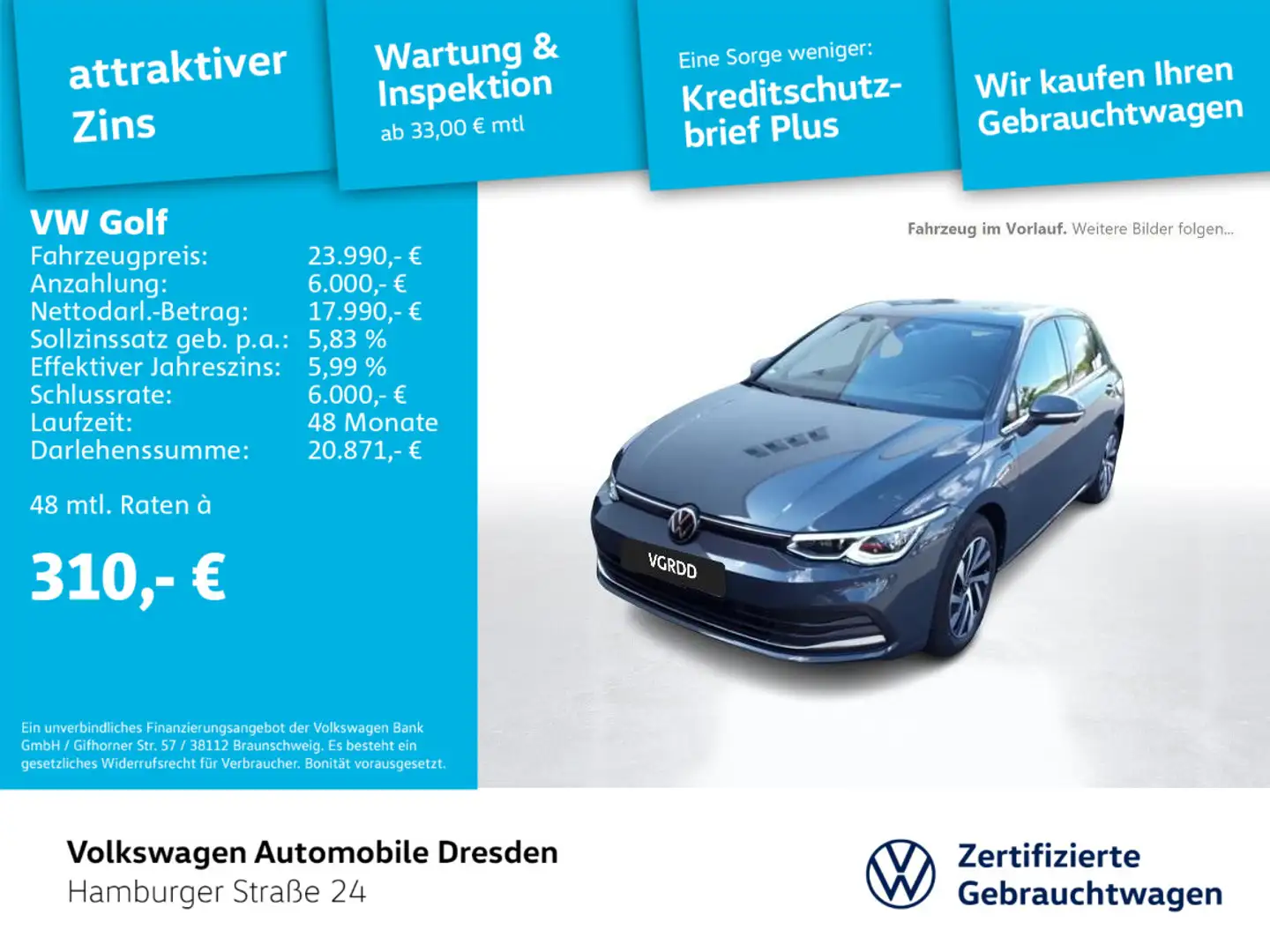 Volkswagen Golf VIII Style 1.4 TSI DSG e-Hybrid IQ AHK HUD Grau - 1