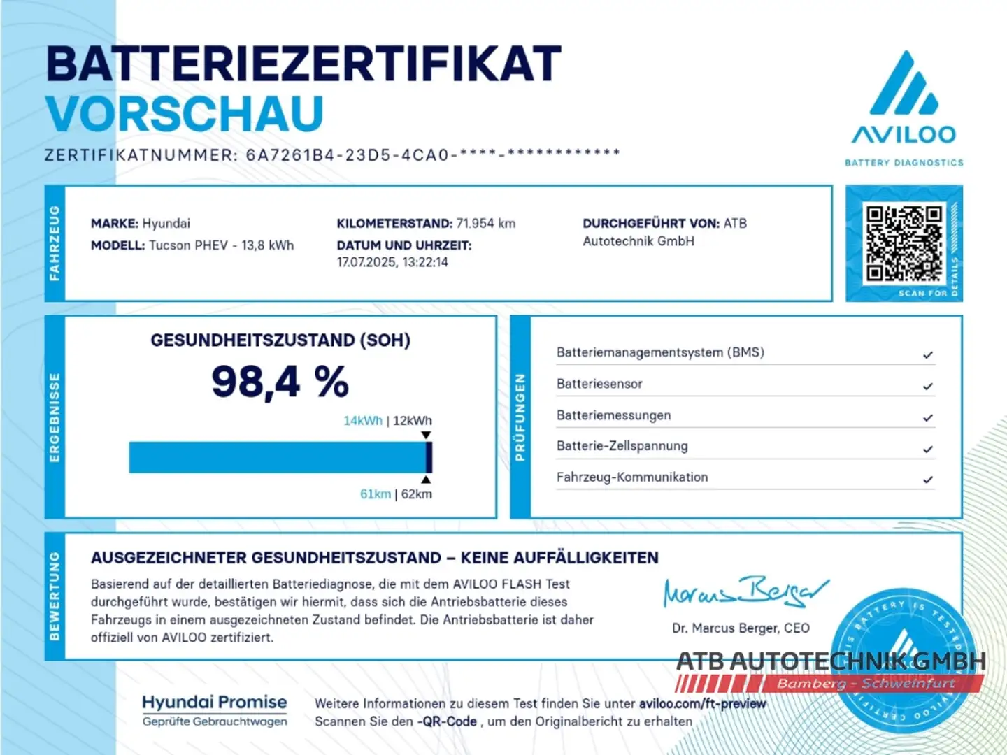 Hyundai TUCSON Prime PHEV 1.6 T-GDI SOH 98,4% 4WD AHK-abnehmbar E Bleu - 2