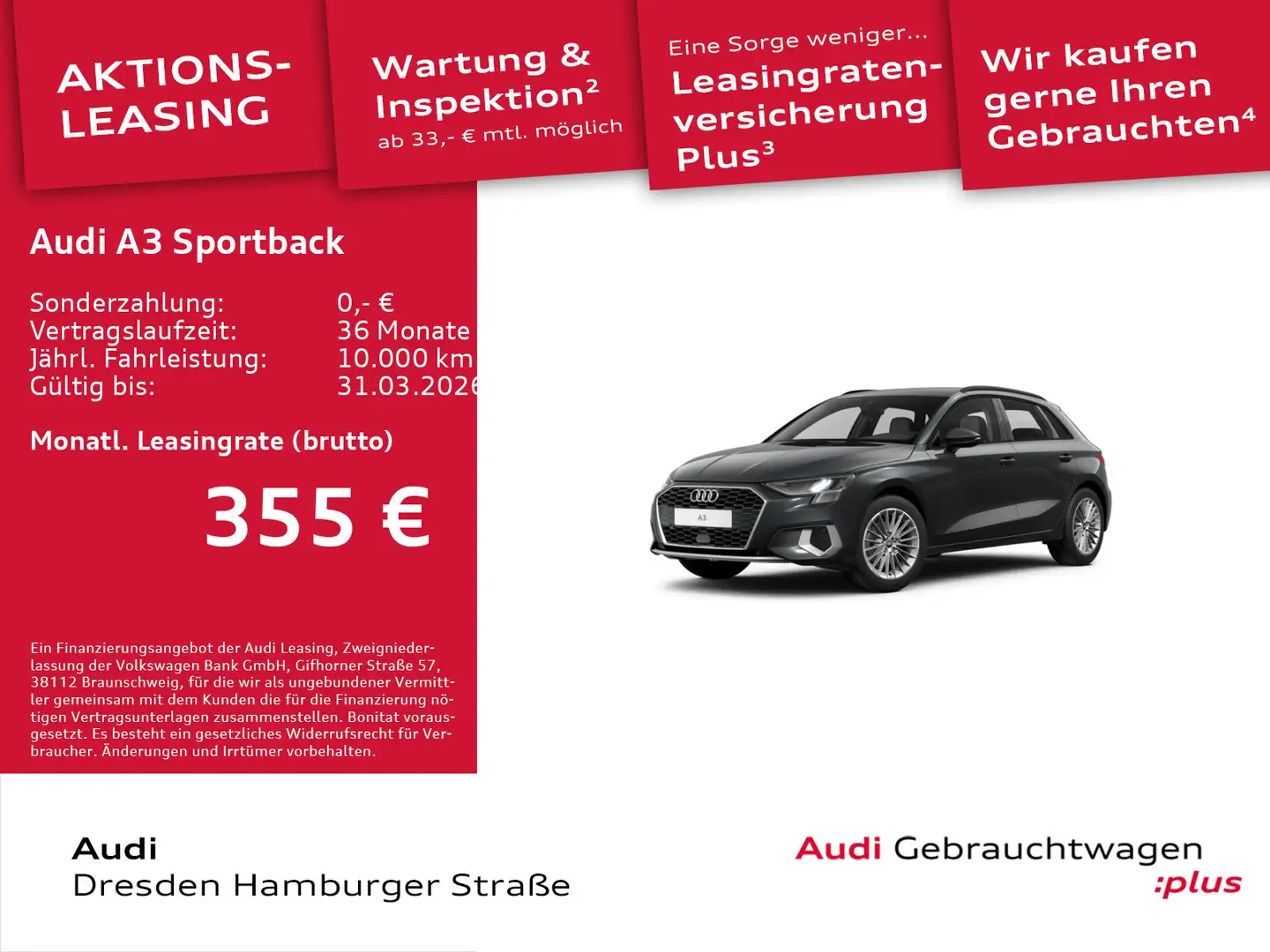 Audi A3 Advanced 30 TDI S tronic DAB Grau - 1