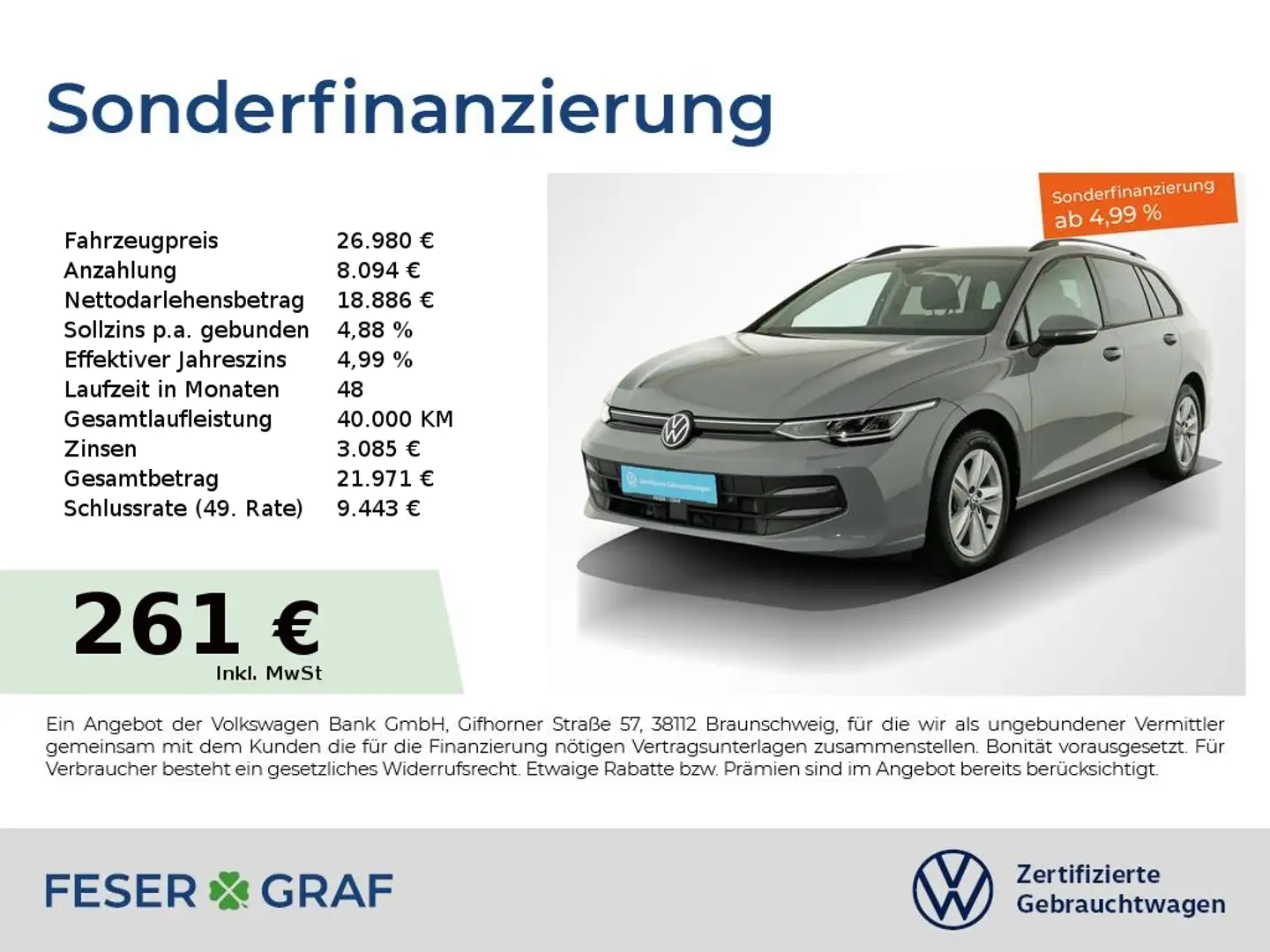 Volkswagen Golf Variant 1.5eTSI Life DSG BusinessPremium-Paket Grau - 1