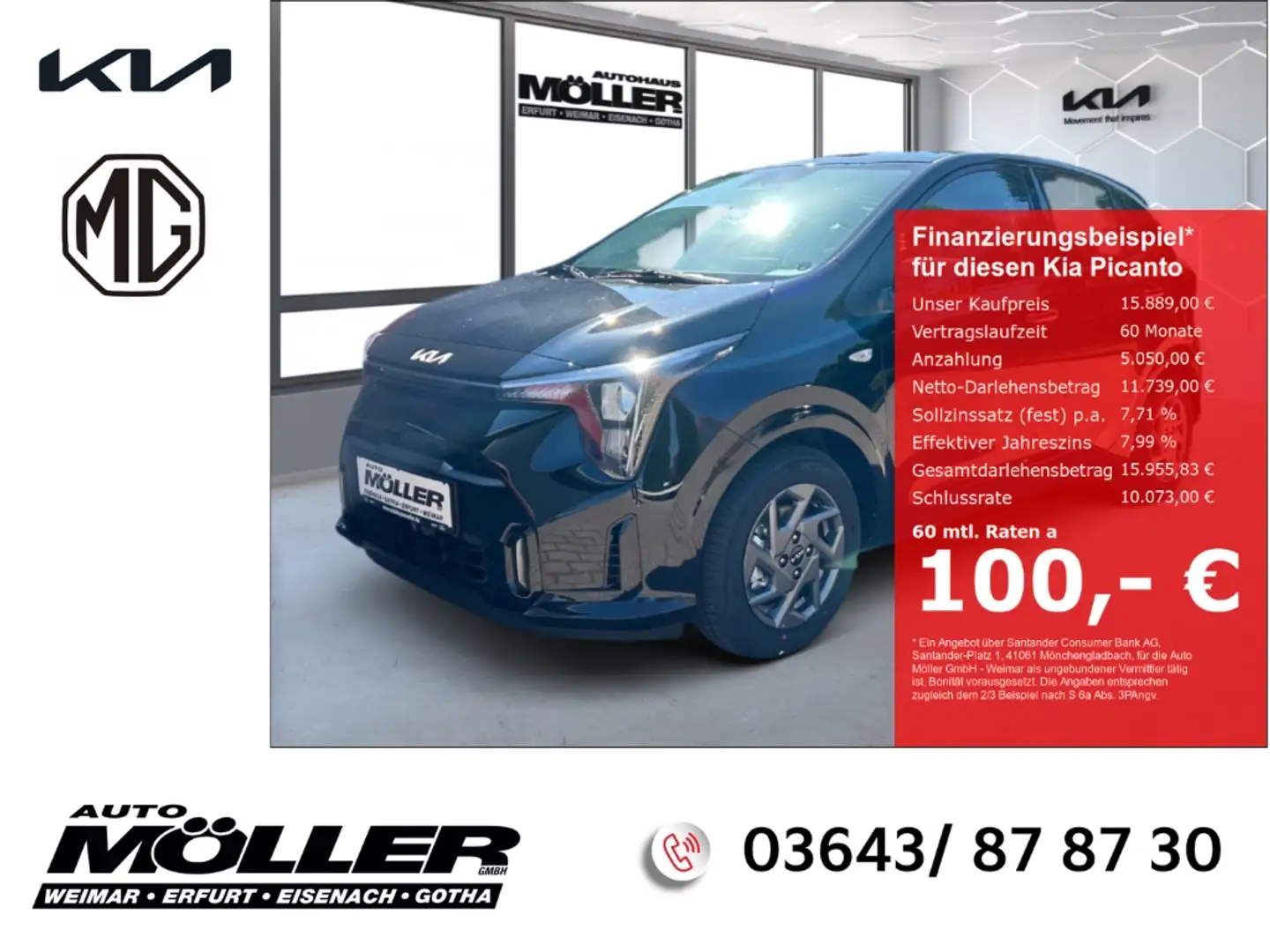 Kia Picanto Vision PE2 1.0 MT Navi Kamera SHZG Tempomat Schwarz - 1