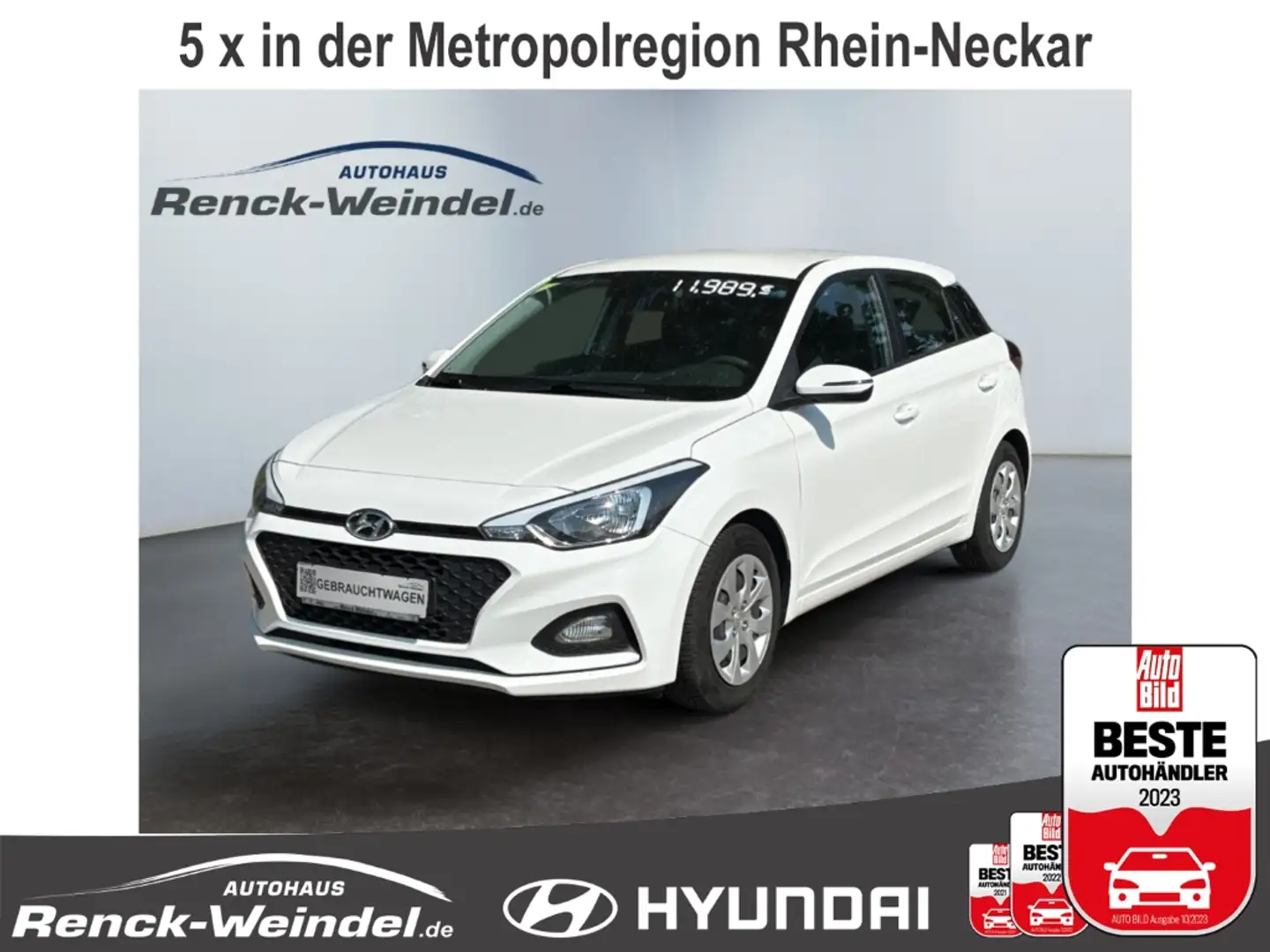 Hyundai i20 Select 1.2 Fahrerprofil Alarm Berganfahrass. GA Kl Blanc - 1