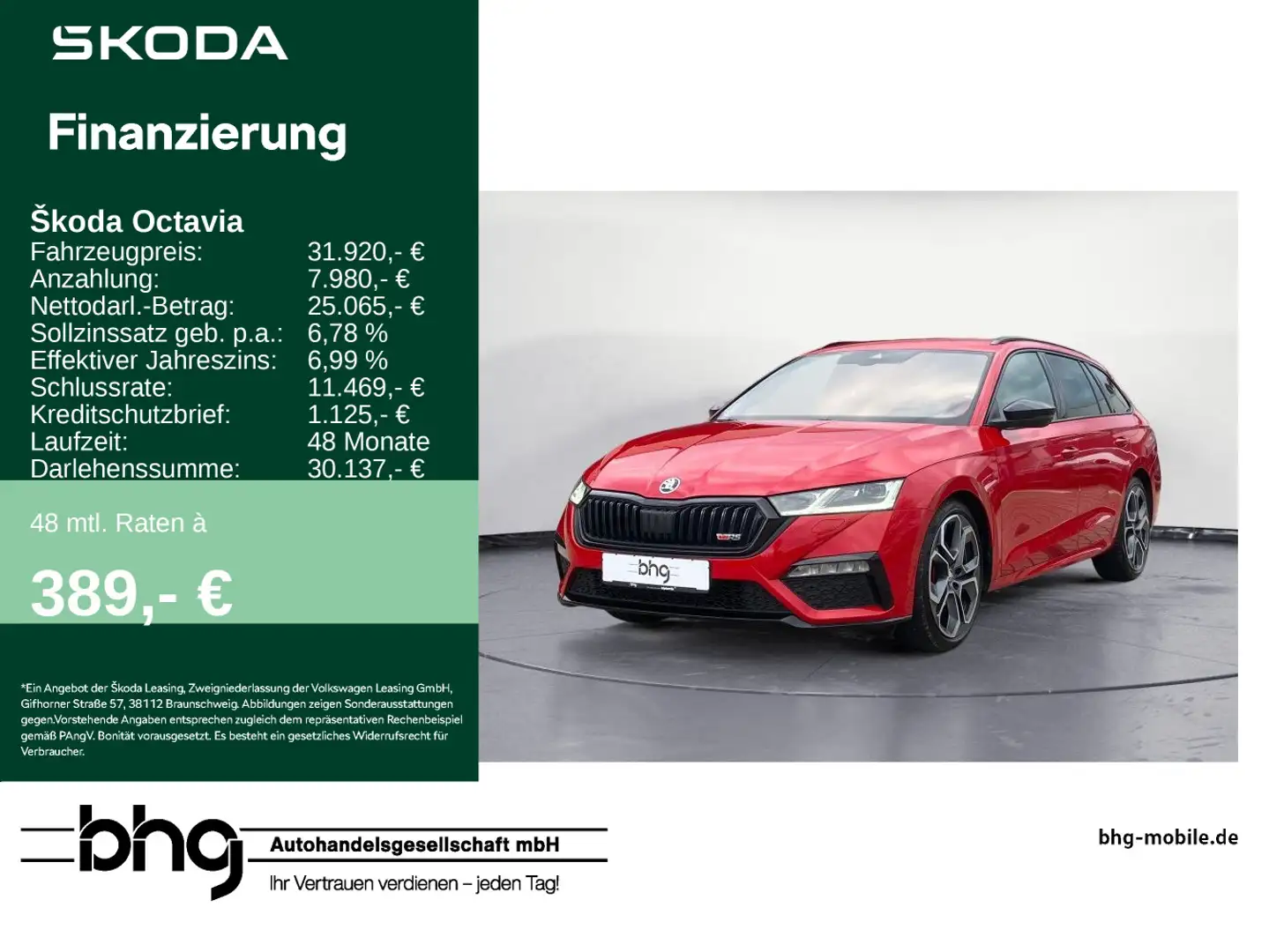 Skoda Octavia Combi 2.0 TDI DSG RS Plus Rot - 1