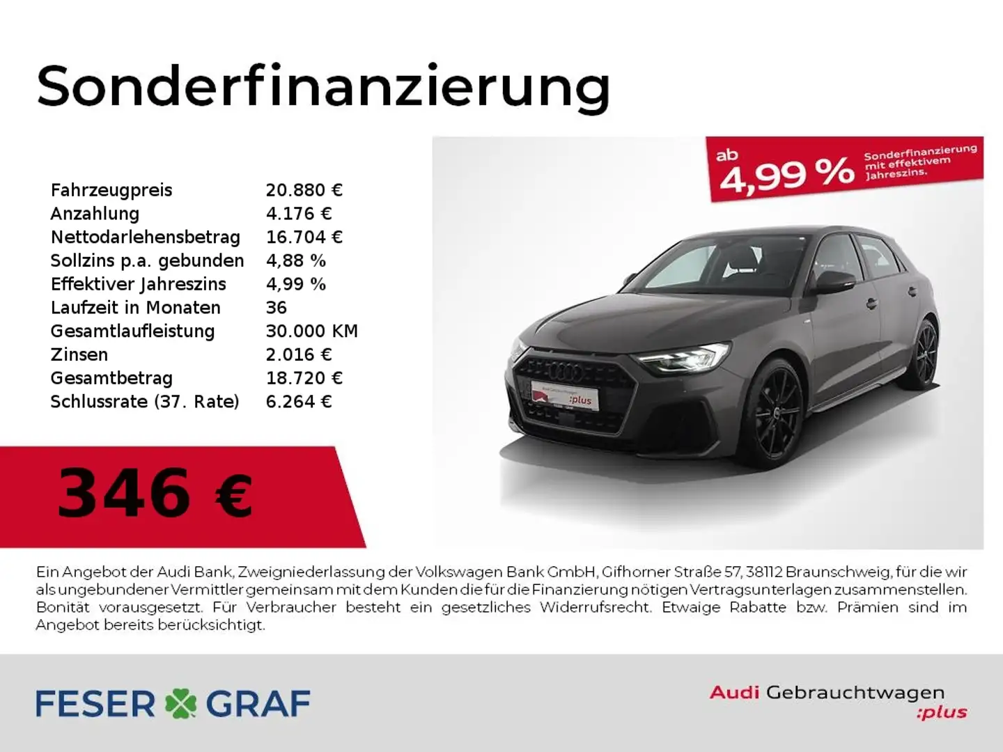 Audi A1 Sportback 30 TFSI S line PDC hinten/V-Cockp. Grau - 1