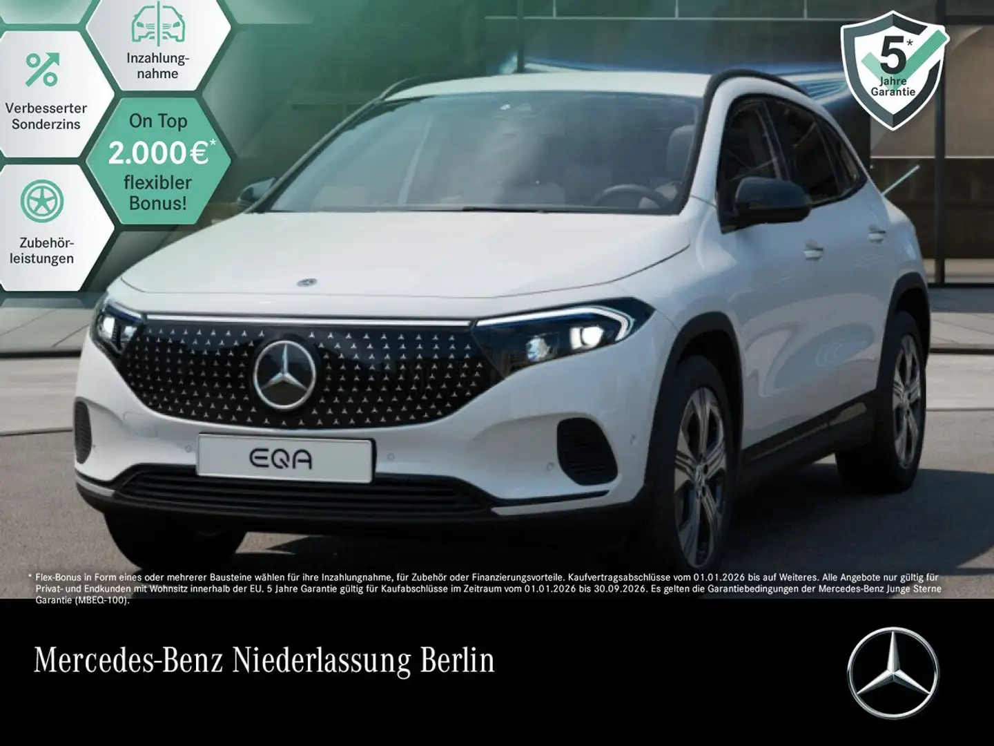 Mercedes-Benz EQA 350 4M ELECTRICART+NIGHT+PLUS-PAKET+KAMERA Weiß - 1