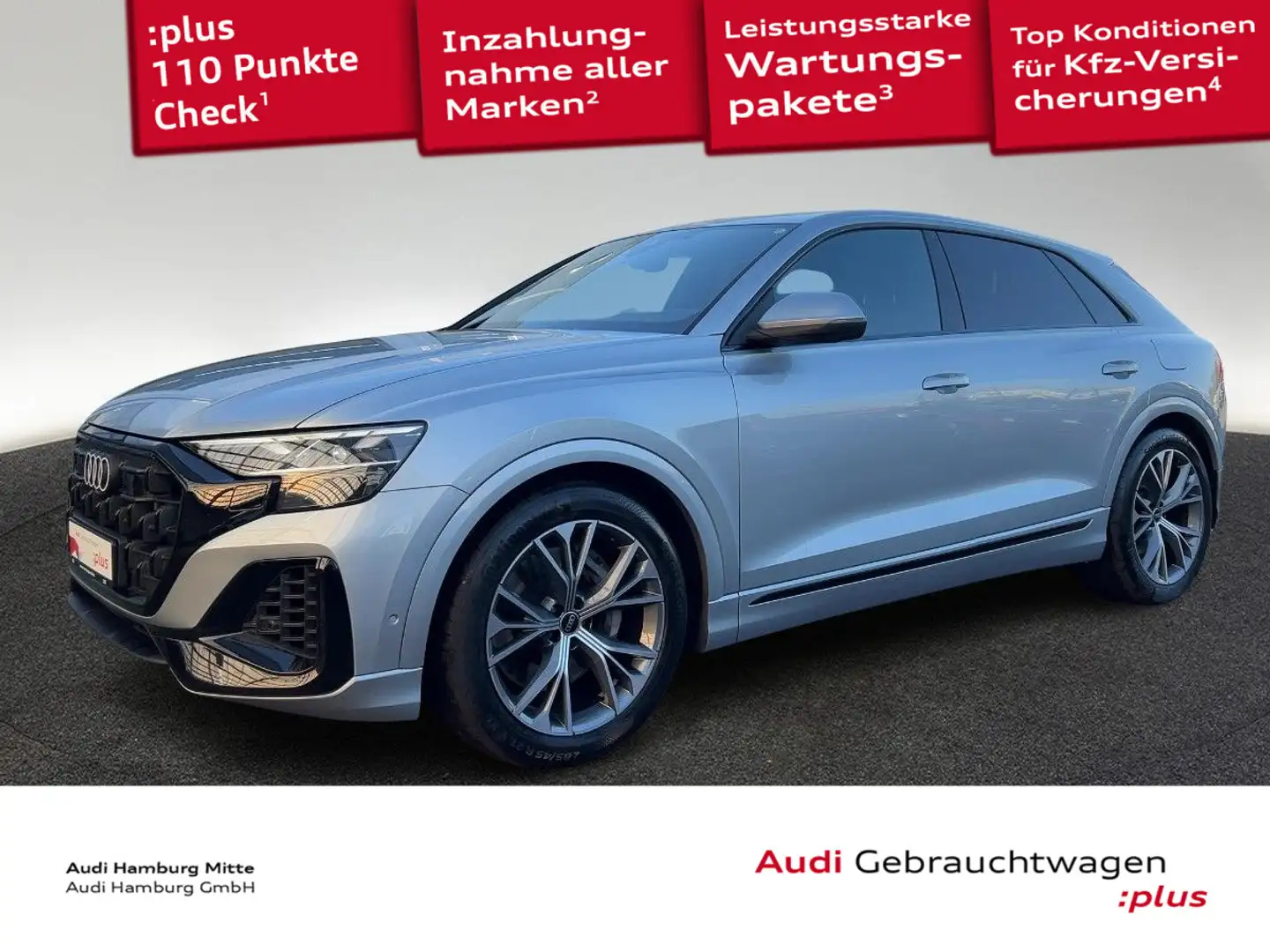 Audi Q8 55 TFSI e quattro tiptr. S line AHK Matrix Ka Silber - 1