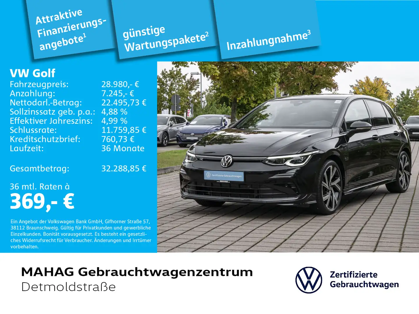 Volkswagen Golf VIII 2.0 TDI R-Line Navi LED Pano HarmanKar Schwarz - 1