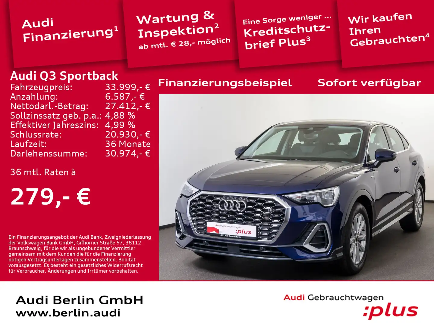 Audi Q3 S line 35 TDI S tr. LED RFK NAVI Niebieski - 1