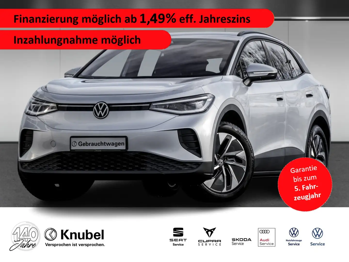 Volkswagen ID.4 Pro IQ.Light Navi ACC Wärmepumpe 19" Ganzj.reifen Silber - 1