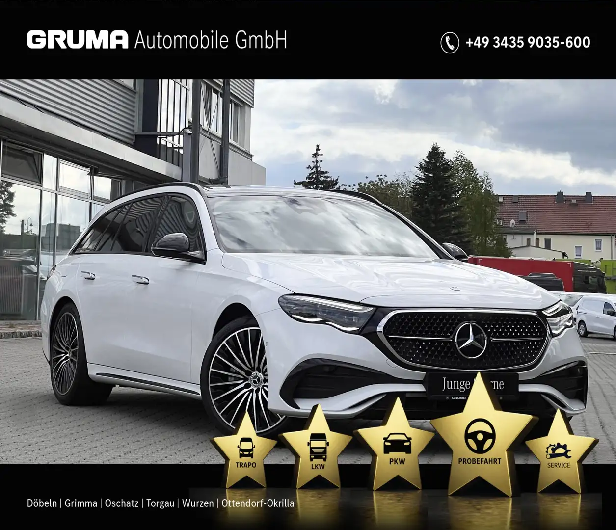 Mercedes-Benz E 220 E 220 d T AMG+Night+20"+Pano+AHK+Keyless+Head.up Weiß - 1