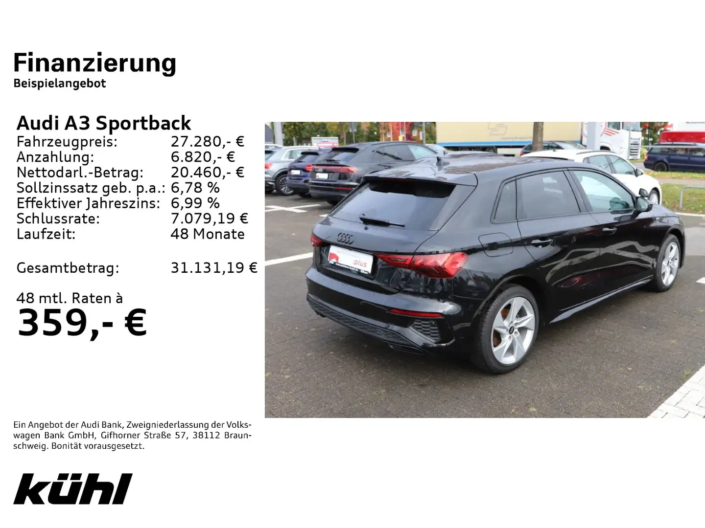 Audi A3 35 TFSI S tronic Fahrschulfahrzeug Schwarz - 2