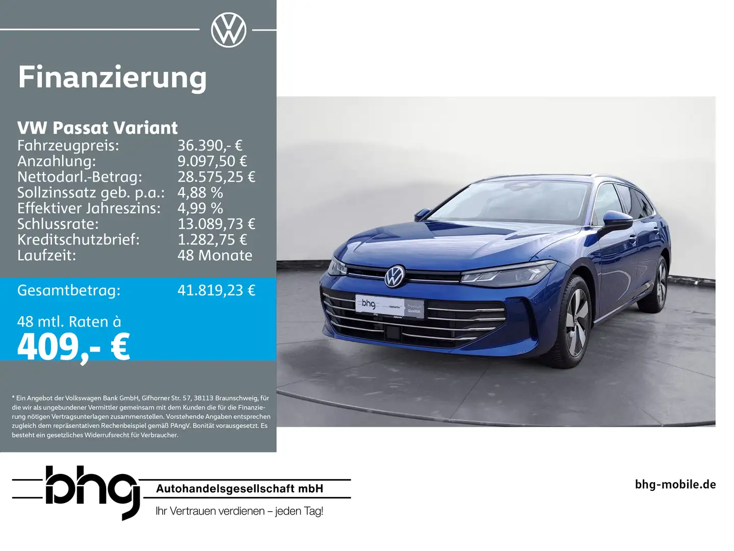 Volkswagen Passat Variant 1.5 e-TSI OPF DSG Business Blau - 1